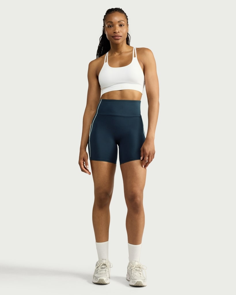 F&F Active EVERYHOUR Contrast Trim High Waisted Cycling Shorts in Navy thumbnail 3