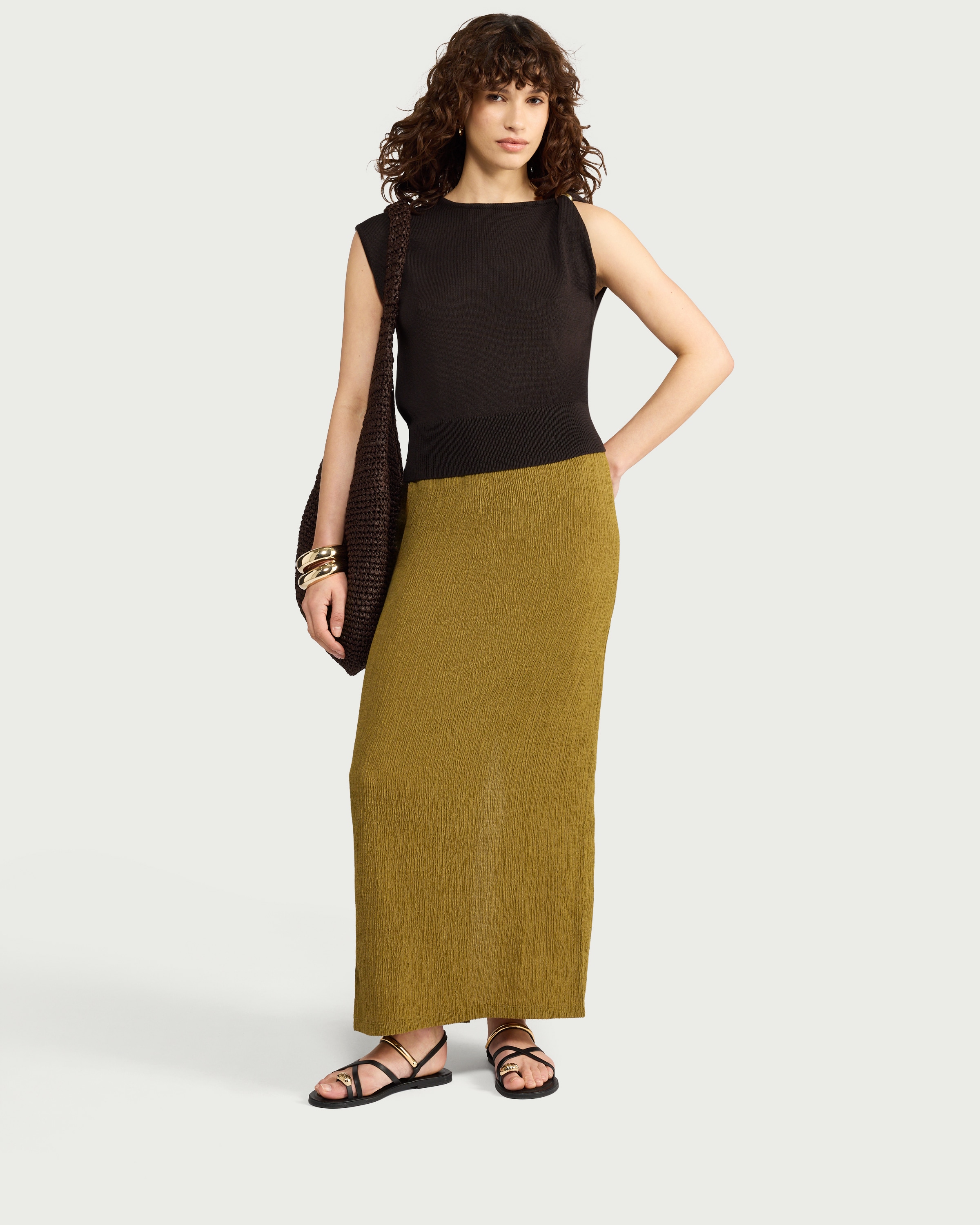 F&F Knitted Ring Accent Top in Brown thumbnail 2