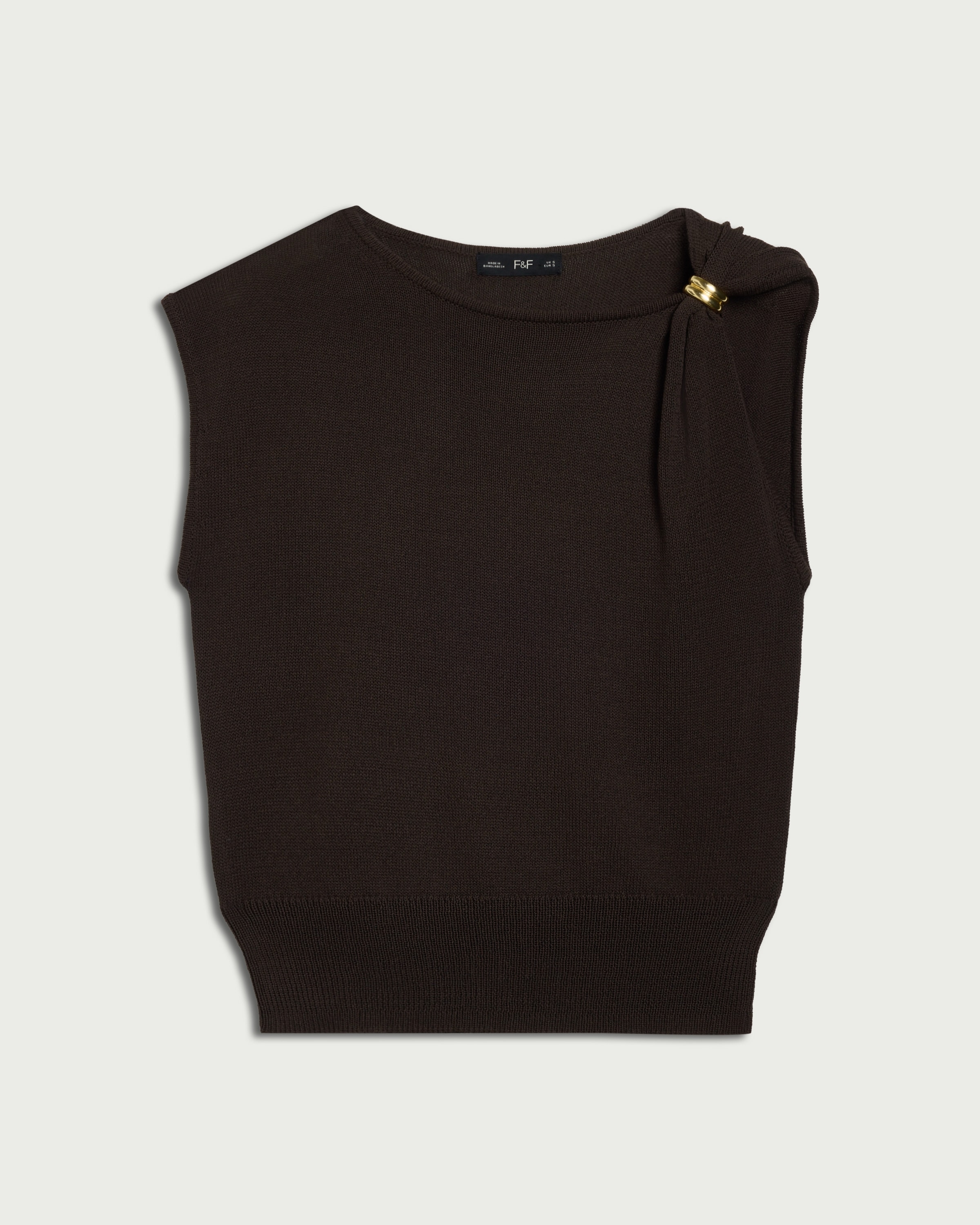 F&F Knitted Ring Accent Top in Brown thumbnail 4