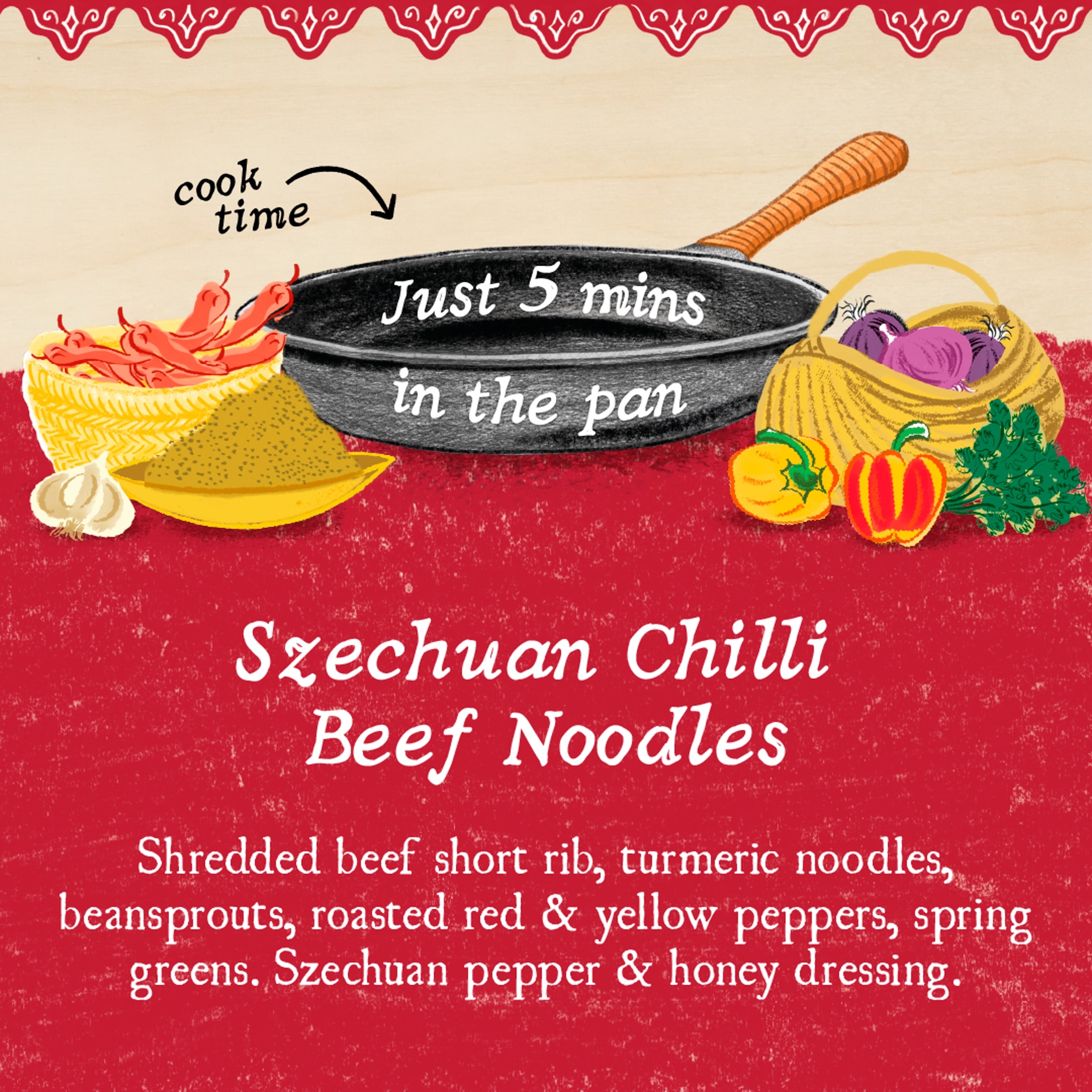 Charlie Bigham's Pan Fry Szechuan Chilli Beef Noodles 380g thumbnail 3