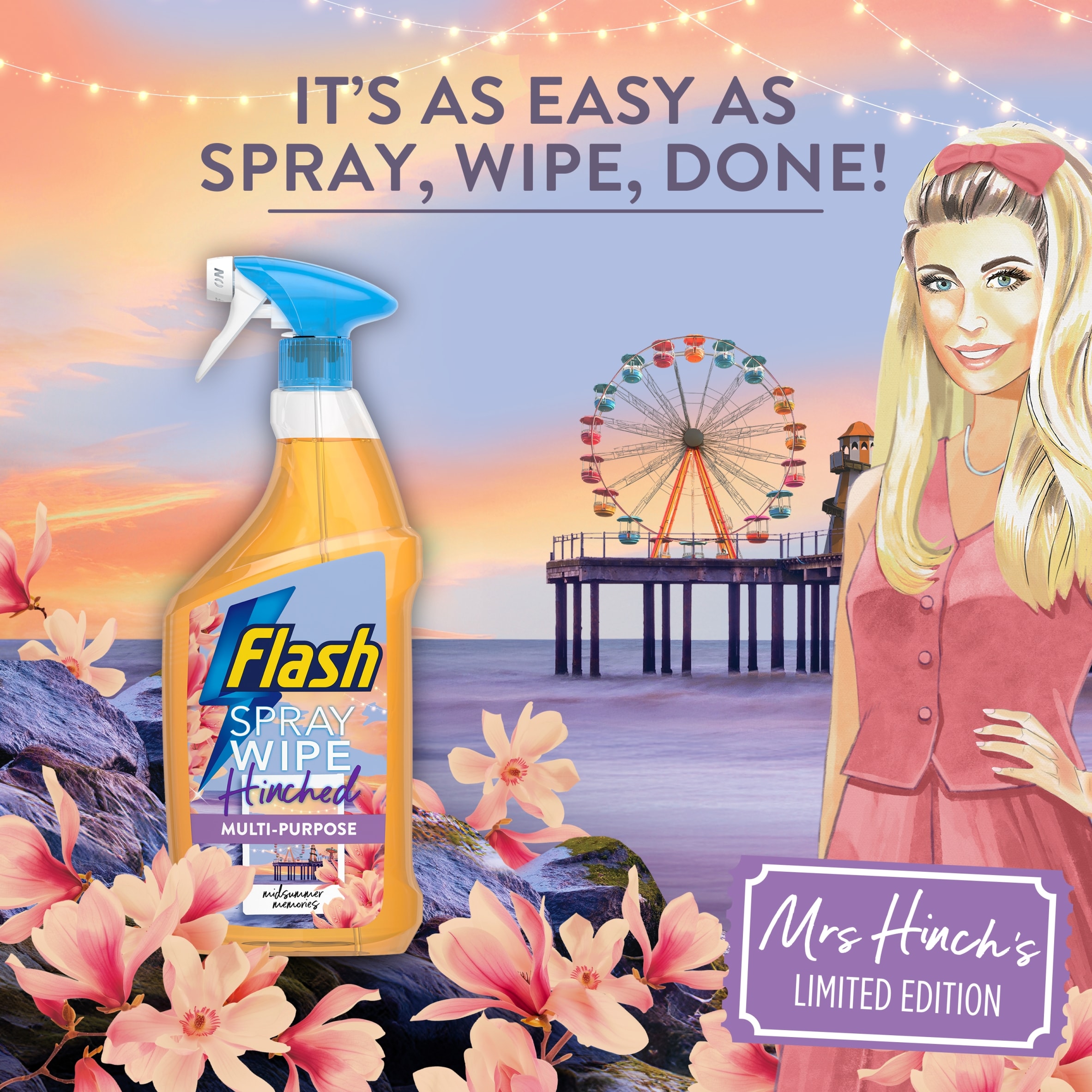 Flash Spray Wipe Hinched Multi-Purpose Mrs Hinch's Limited Edition Midsummer Memories 800ml thumbnail 3