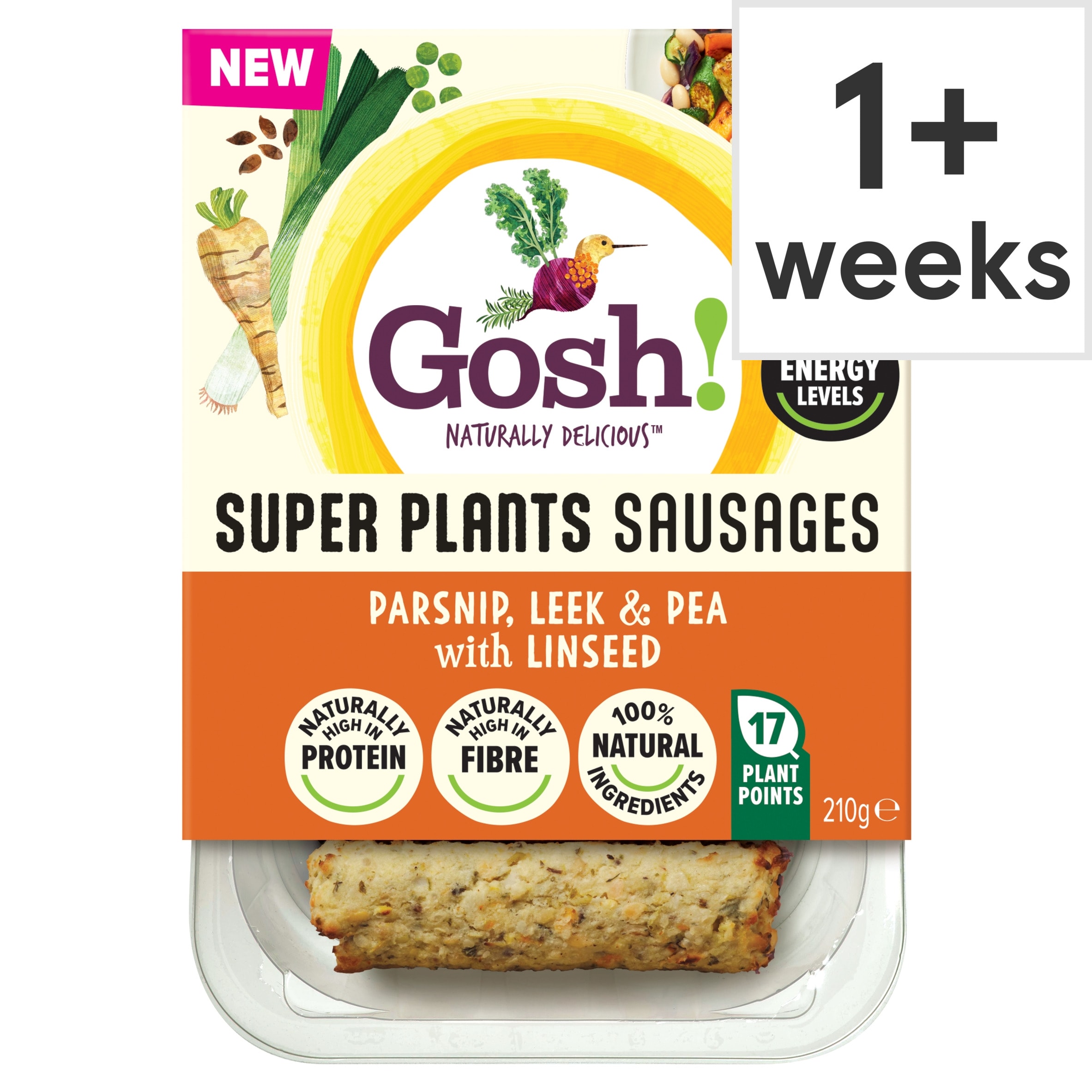 Gosh! Super Plants Parsnip, Leek & Pea with Linseed Sausages 210g