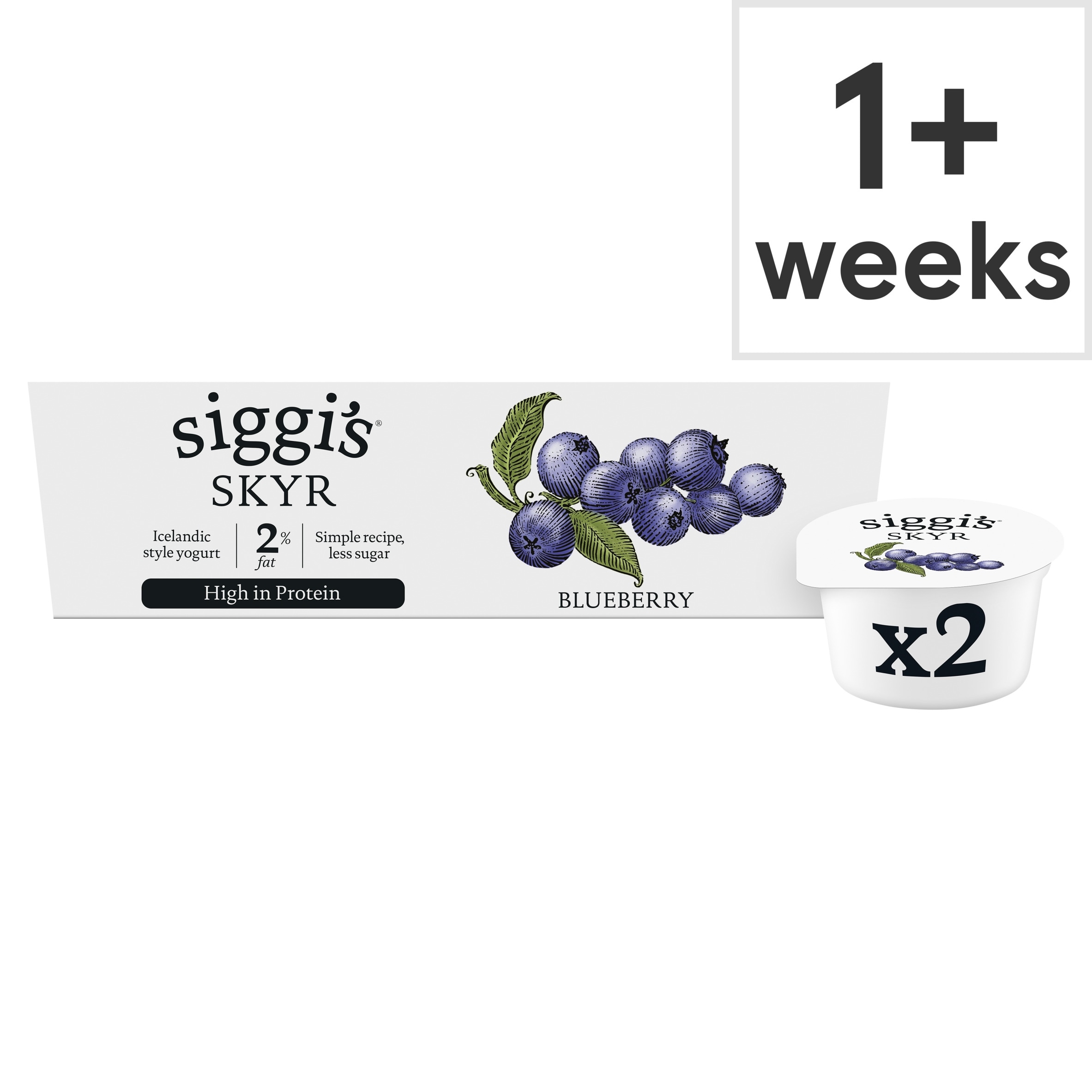 siggi's skyr 2% fat Icelandic style Blueberry Yogurt 2 x 140g