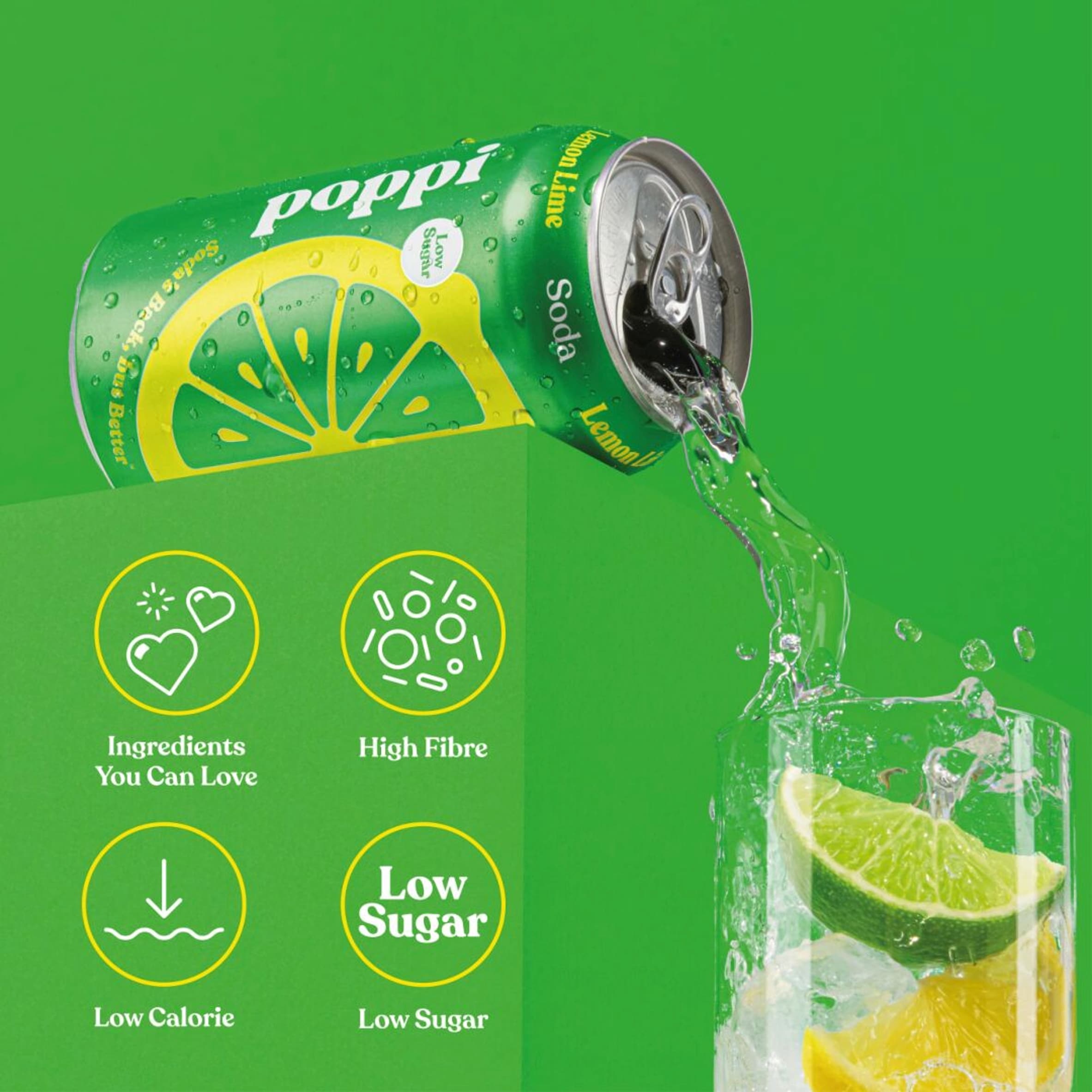 Poppi Lemon & Lime Soda Cans 4x330ml thumbnail 2
