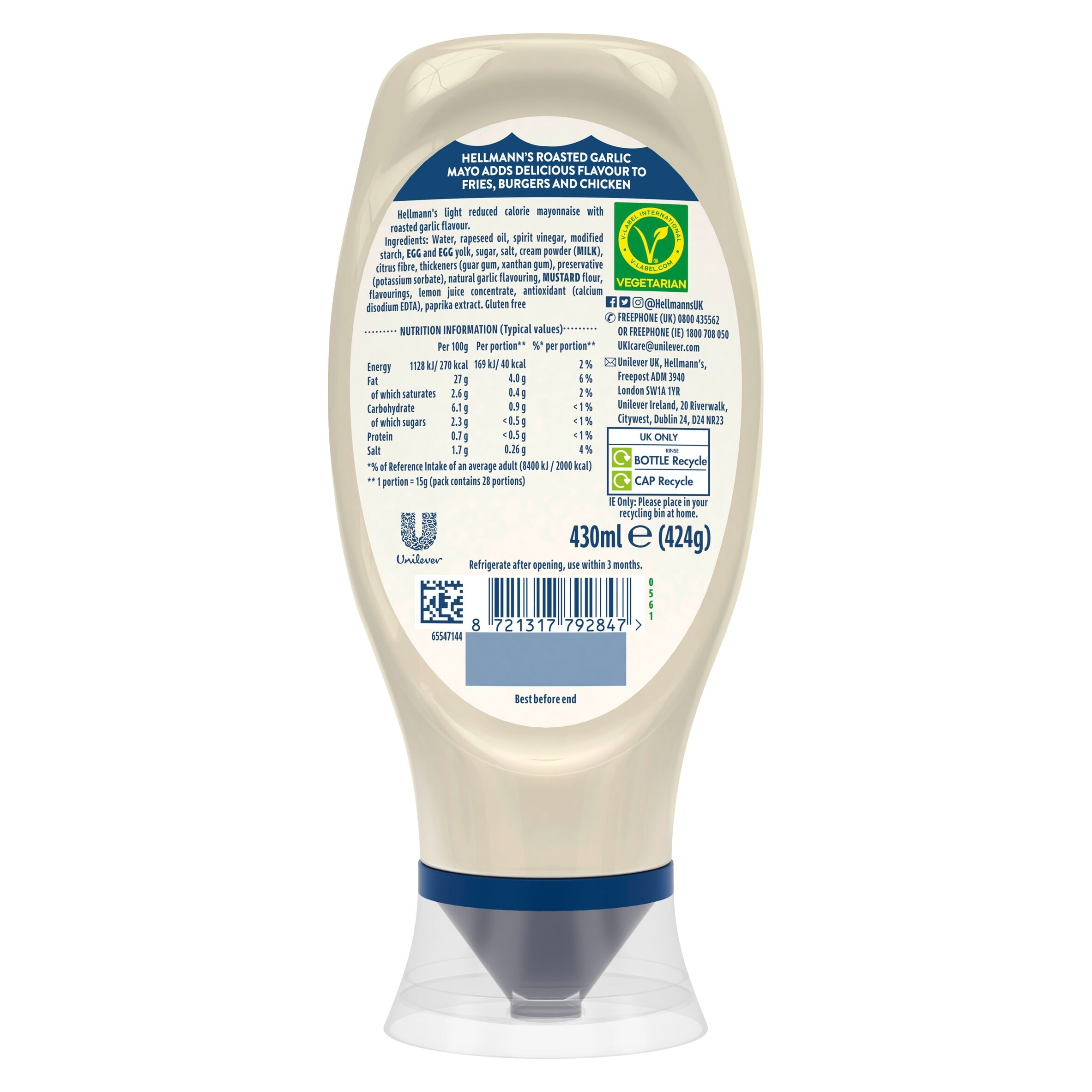 Hellmann's Roasted Garlic Mayo 430ml thumbnail 2