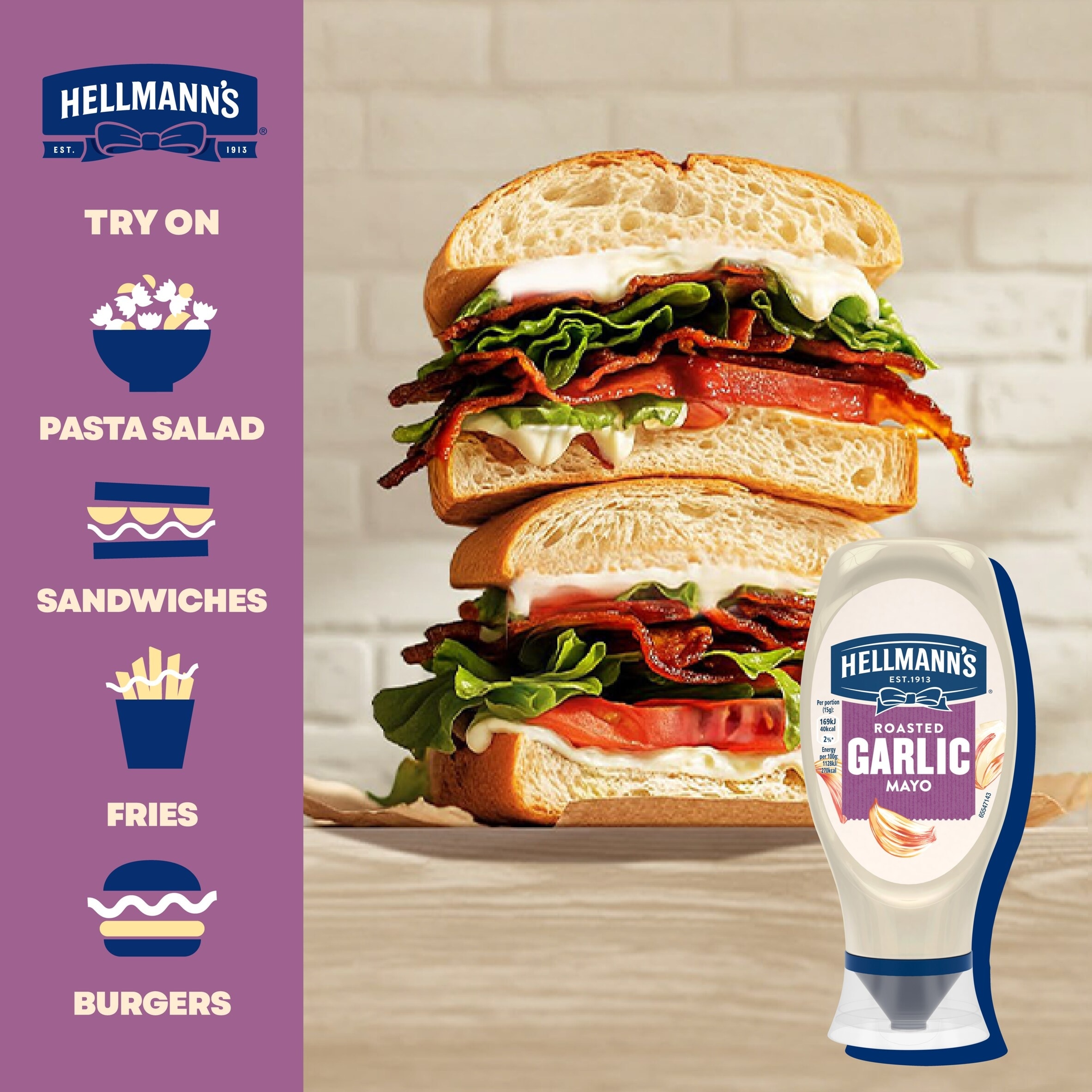 Hellmann's Roasted Garlic Mayo 430ml thumbnail 4
