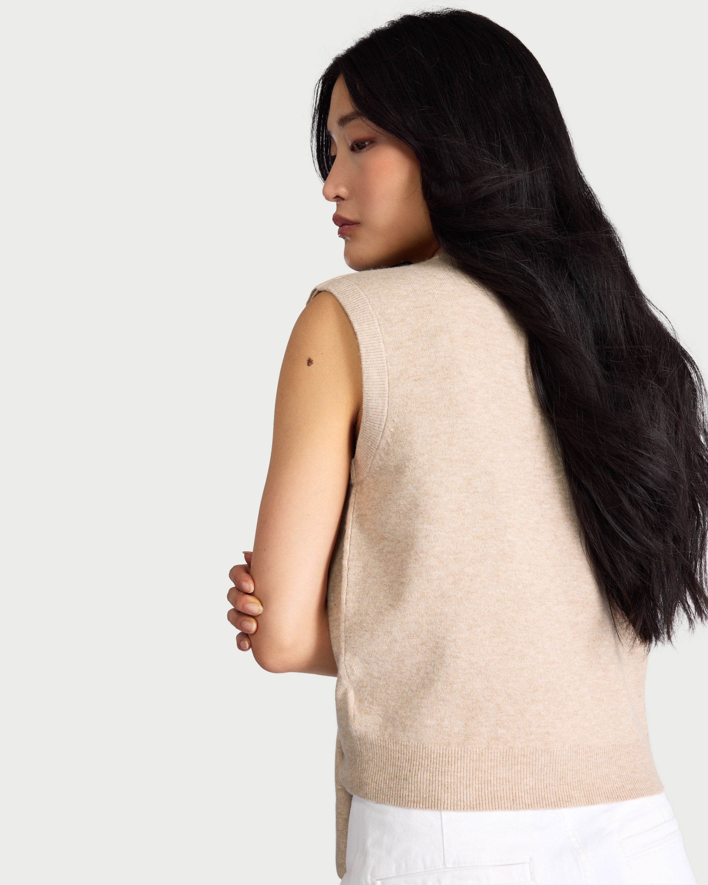 F&F Knitted Scarf Neck Jumper in Neutral thumbnail 3