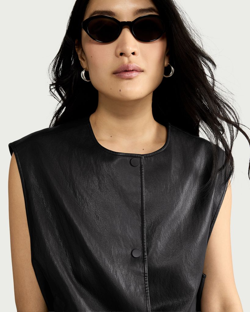 F&F Faux Leather Gilet in Black