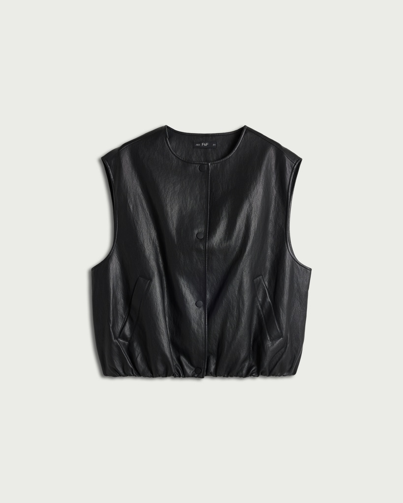 F&F Faux Leather Gilet in Black thumbnail 4