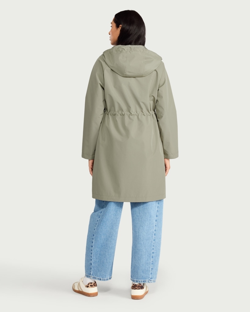 F&F Shower Resistant Drawstring Waist Hooded Raincoat in Khaki thumbnail 3