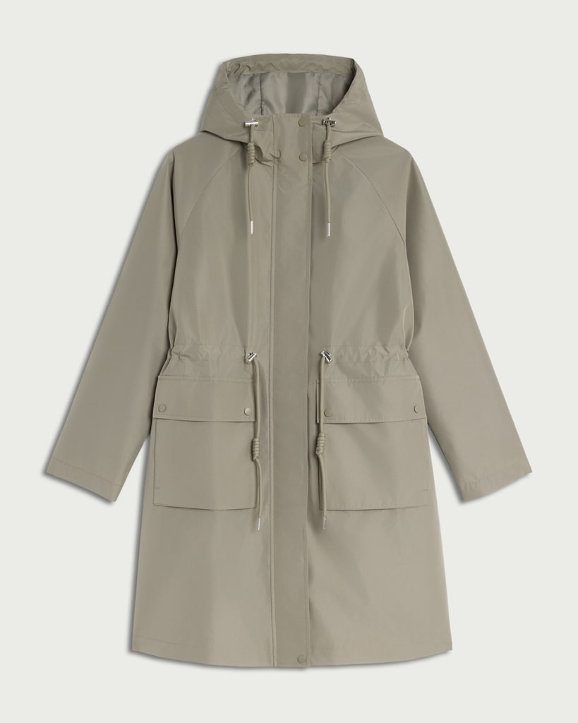 F&F Shower Resistant Drawstring Waist Hooded Raincoat in Khaki thumbnail 4