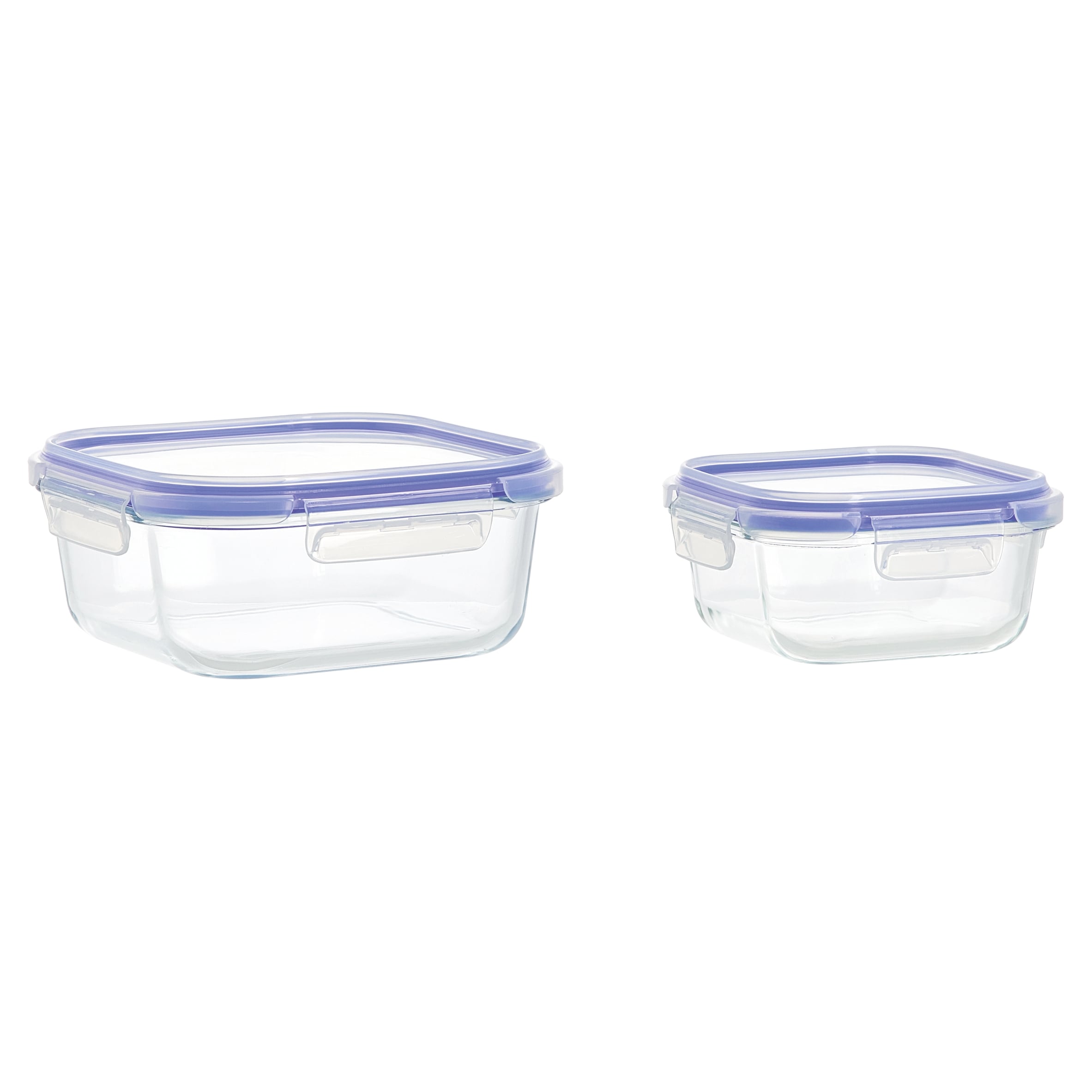 Go Cook Klip Blue Glass Square Food Storage 450ml & 1100ml Twin Pack thumbnail 2