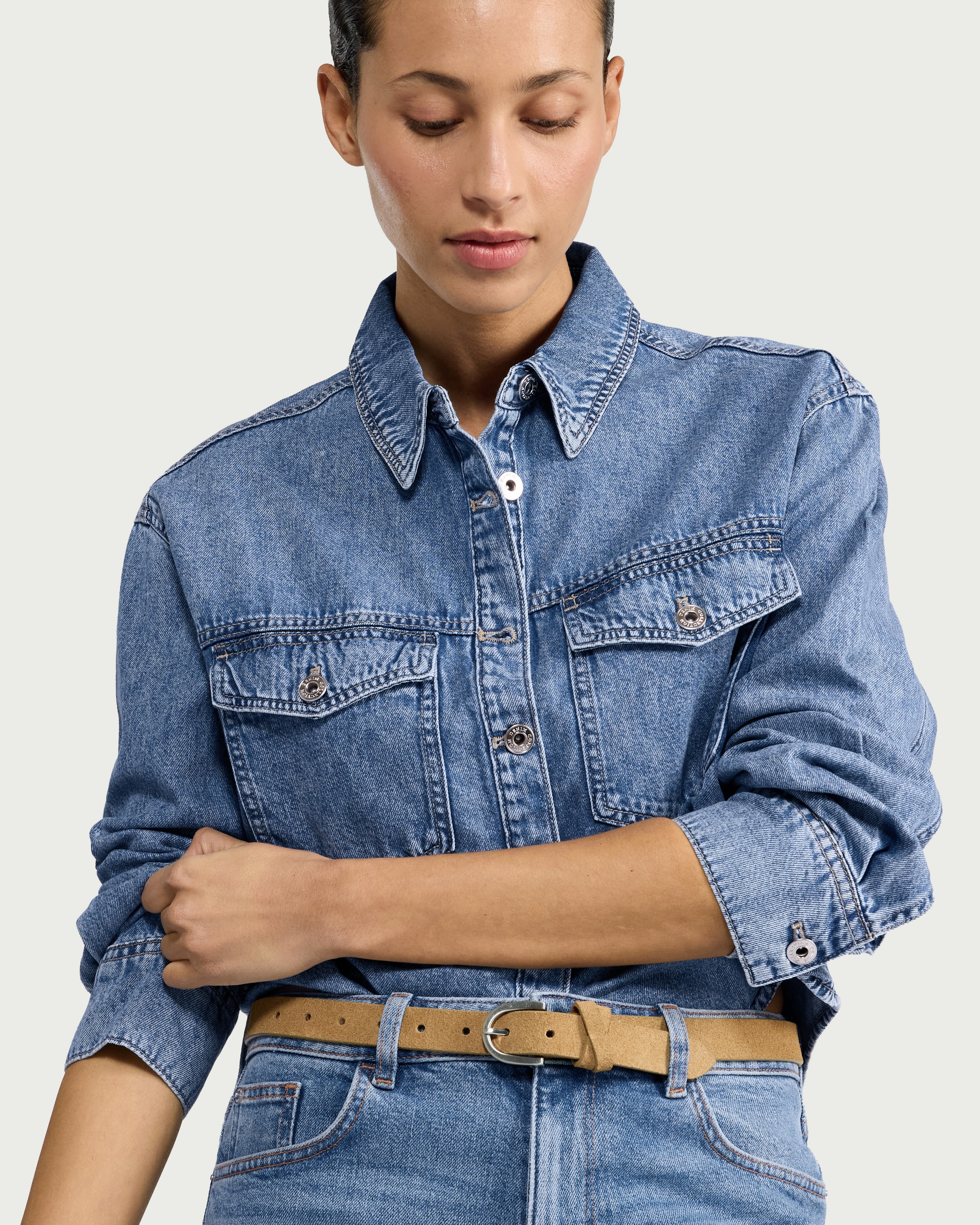 F&F Cotton Rich Denim Shirt in Blue