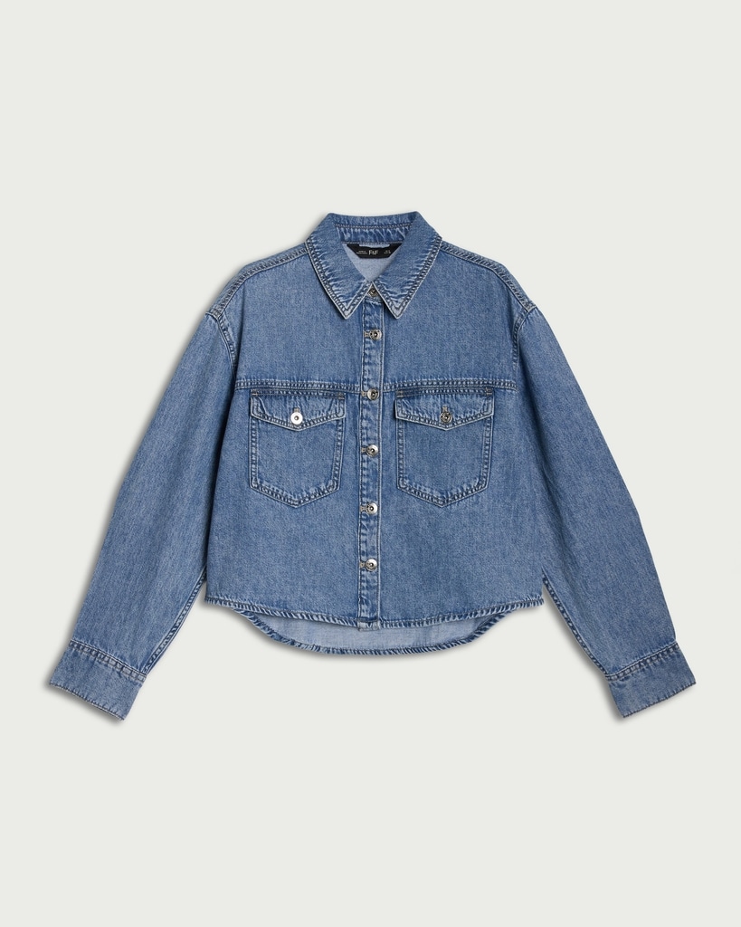 F&F Cotton Rich Denim Shirt in Blue thumbnail 4