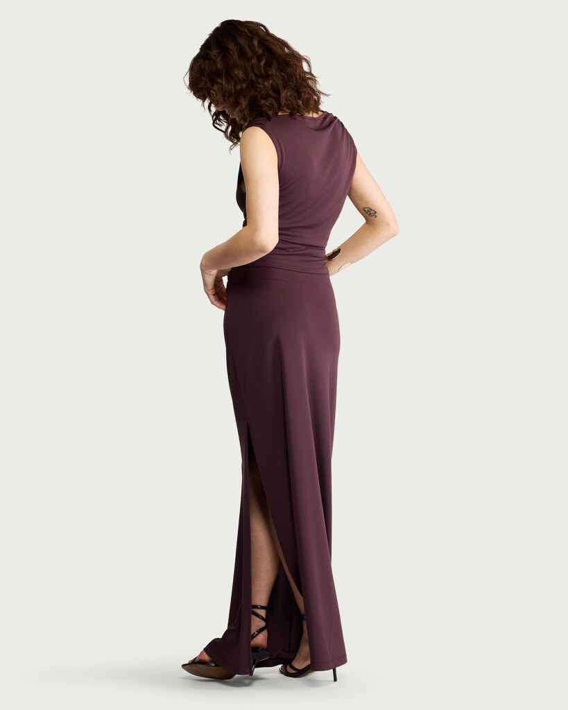 F&F Ruched Metal Accent Midi Co-ord Skirt in Purple thumbnail 3