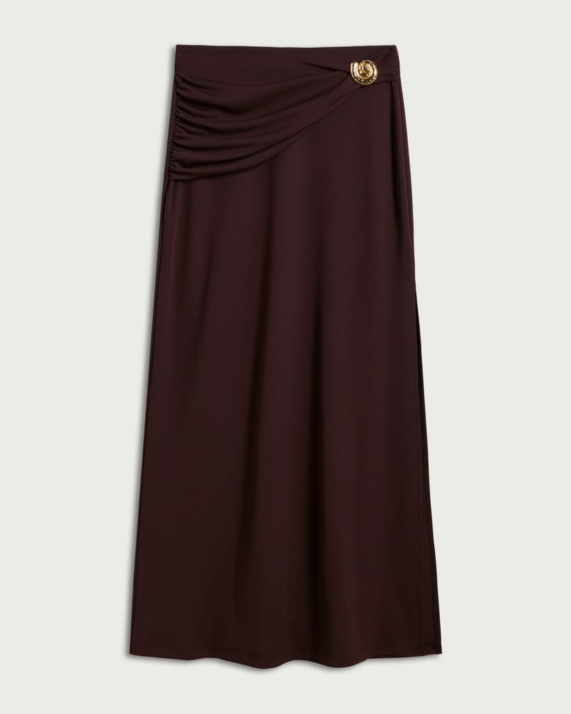 F&F Ruched Metal Accent Midi Co-ord Skirt in Purple thumbnail 4