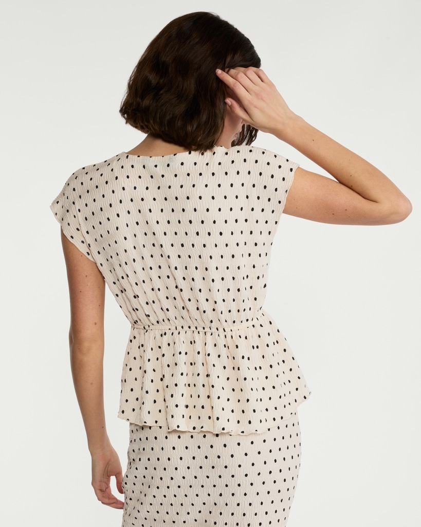 F&F Textured Polka Dot Tie Front Co-ord Top in Multi White thumbnail 3