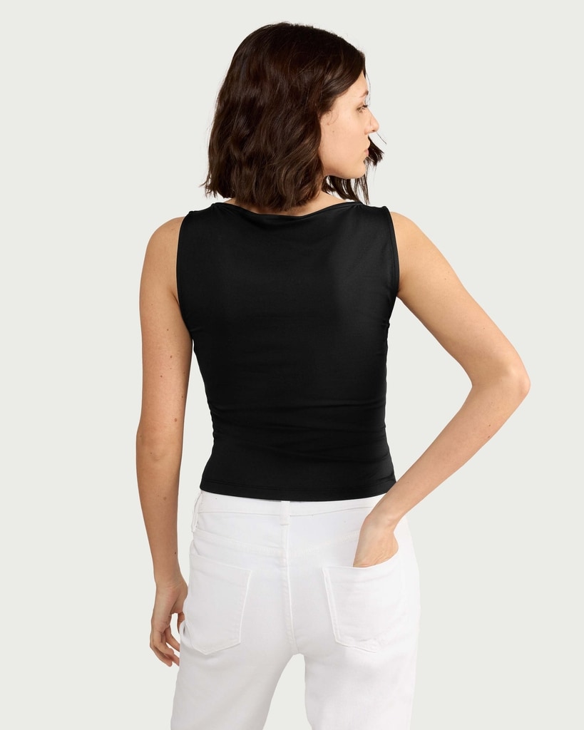 F&F Polyamide Slash Neck Sleeveless Top in Black thumbnail 3