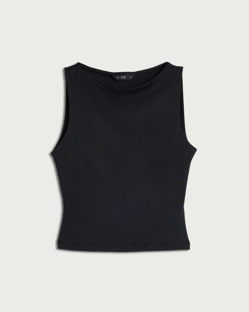 F&F Polyamide Slash Neck Sleeveless Top in Black thumbnail 4