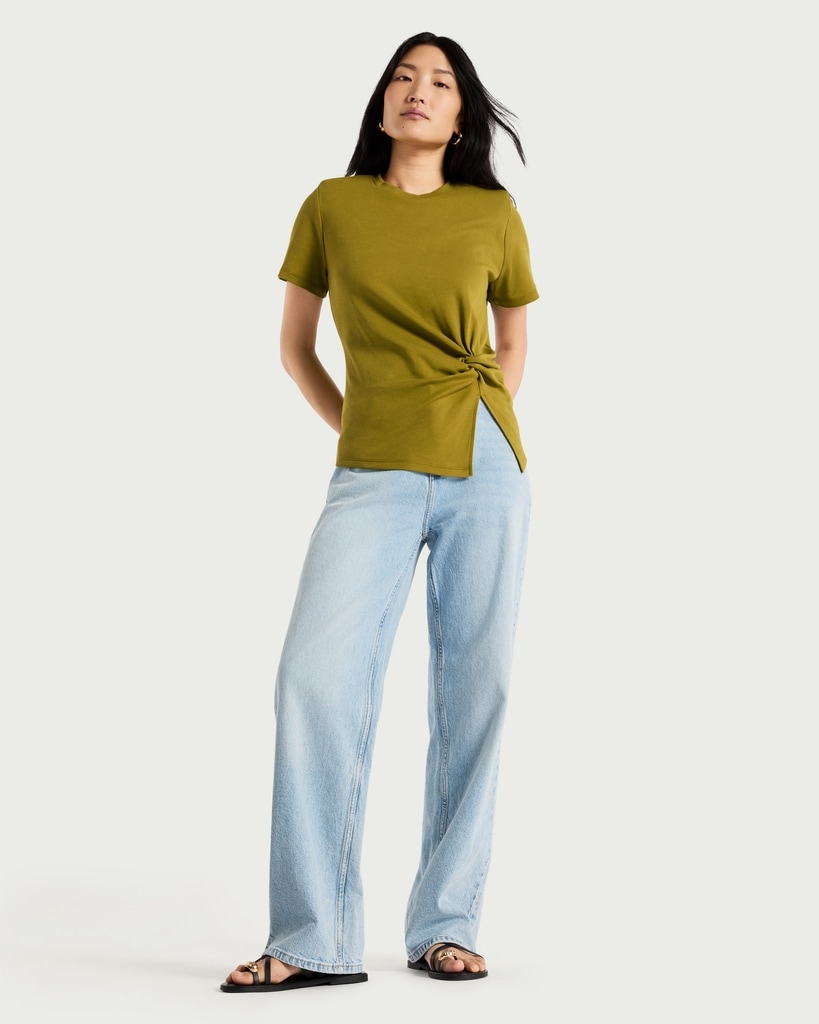 F&F Pure Cotton Twist Side T-Shirt in Green thumbnail 2