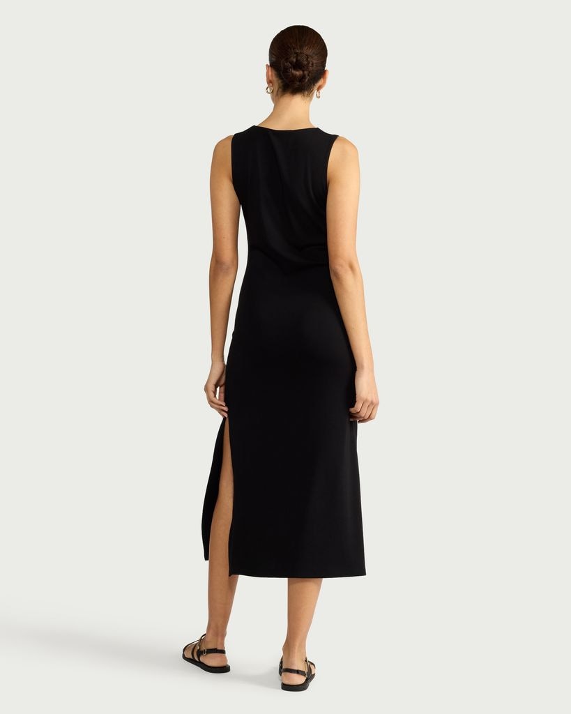 F&F Cotton Blend Belted Sleeveless Dress in Black thumbnail 2