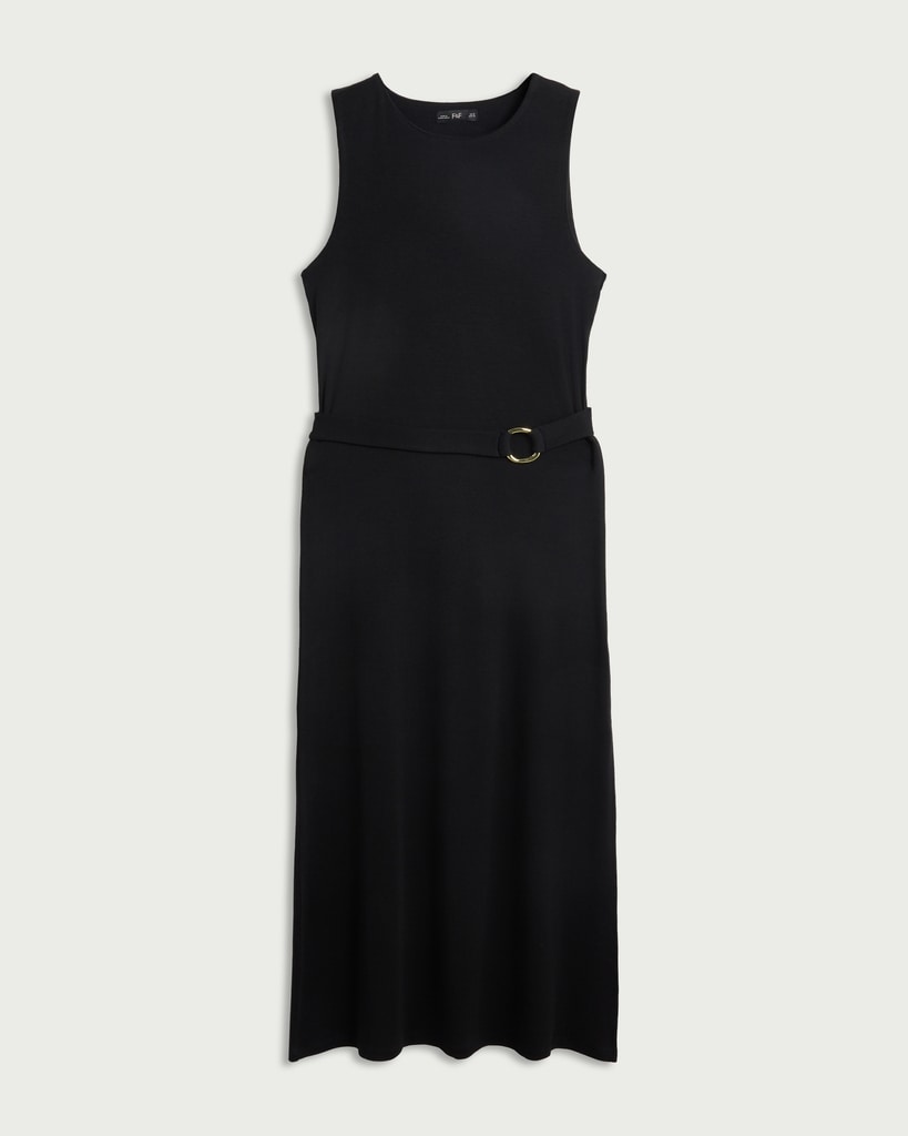 F&F Cotton Blend Belted Sleeveless Dress in Black thumbnail 4