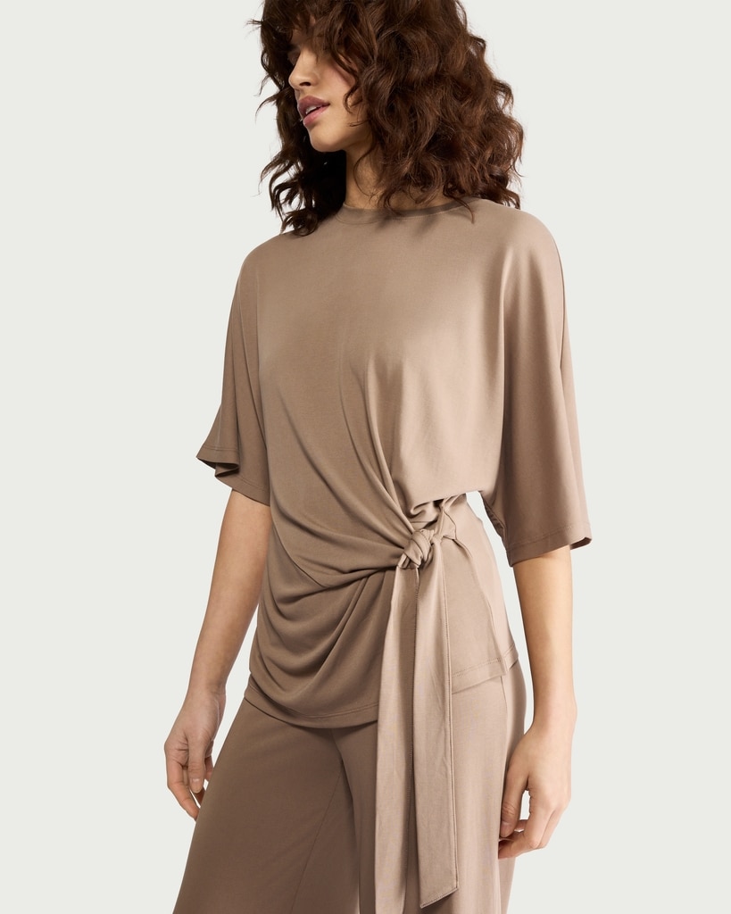 F&F Tie Side Co-ord Top in Mink thumbnail 2