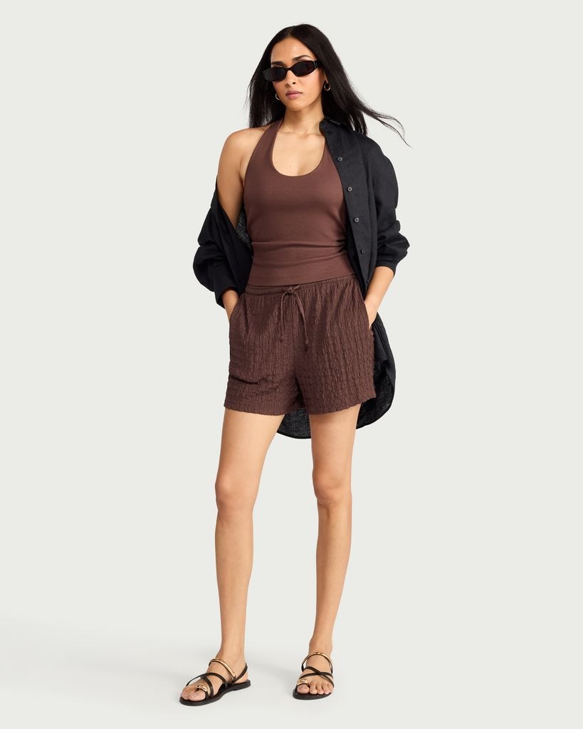 F&F Textured Shorts in Brown thumbnail 2