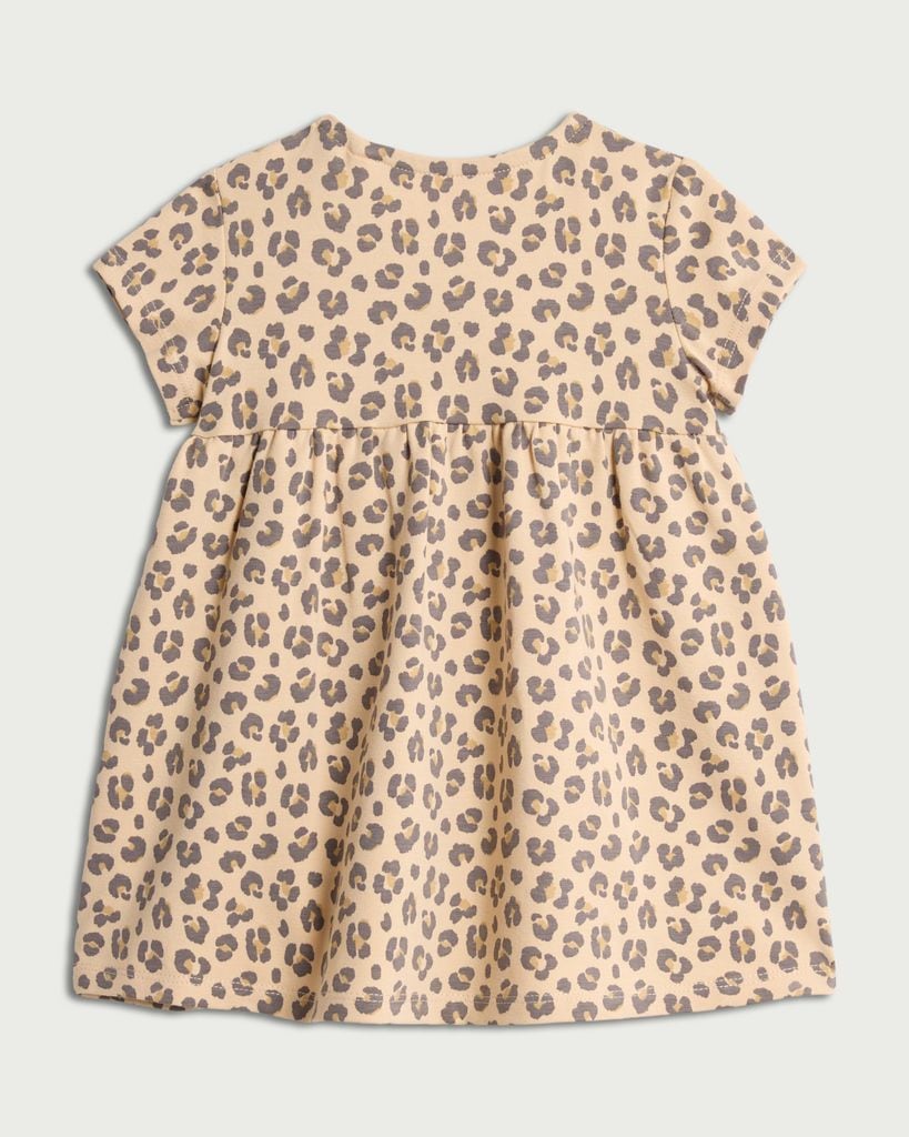 F&F Baby Cotton Rich Leopard Print Bow Dress in Tobacco thumbnail 2
