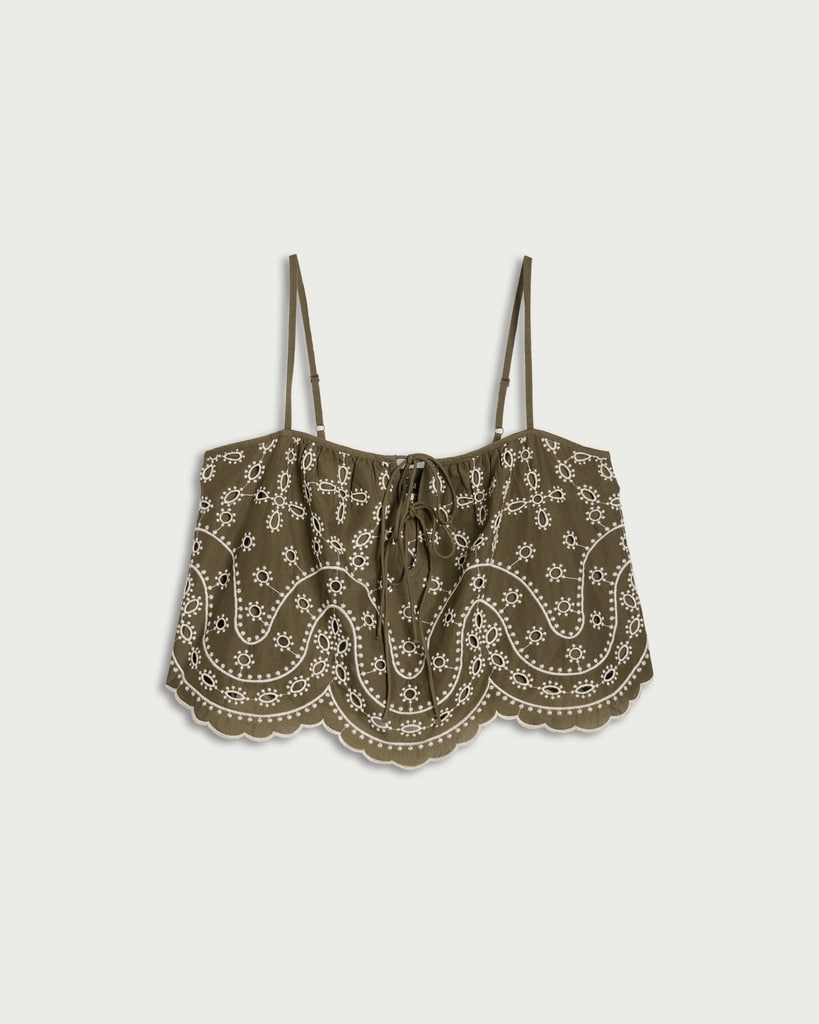 F&F Pure Cotton Embroidered Co-ord Top in Khaki thumbnail 4