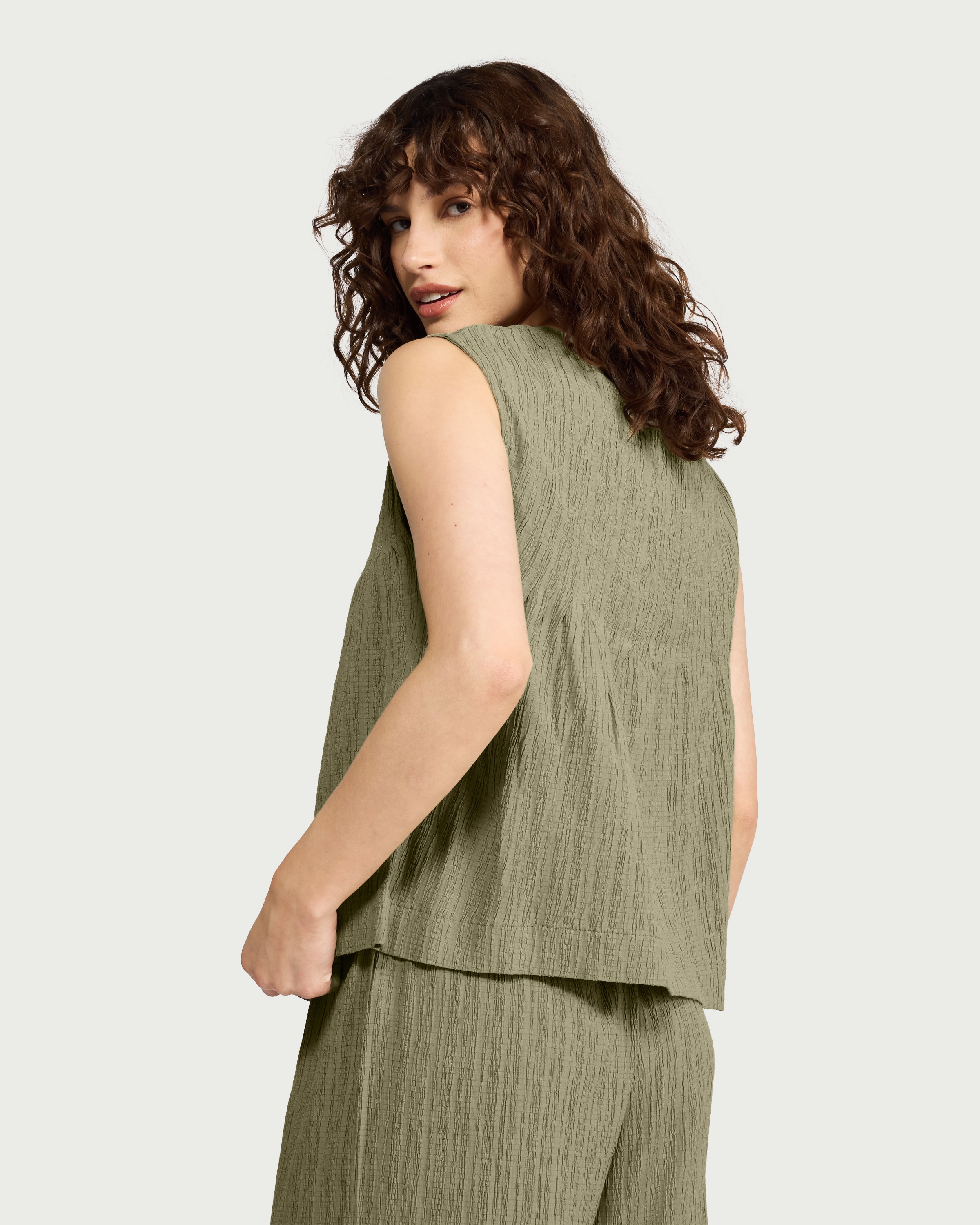 F&F Textured Tie Front Co-ord Top in Green thumbnail 3