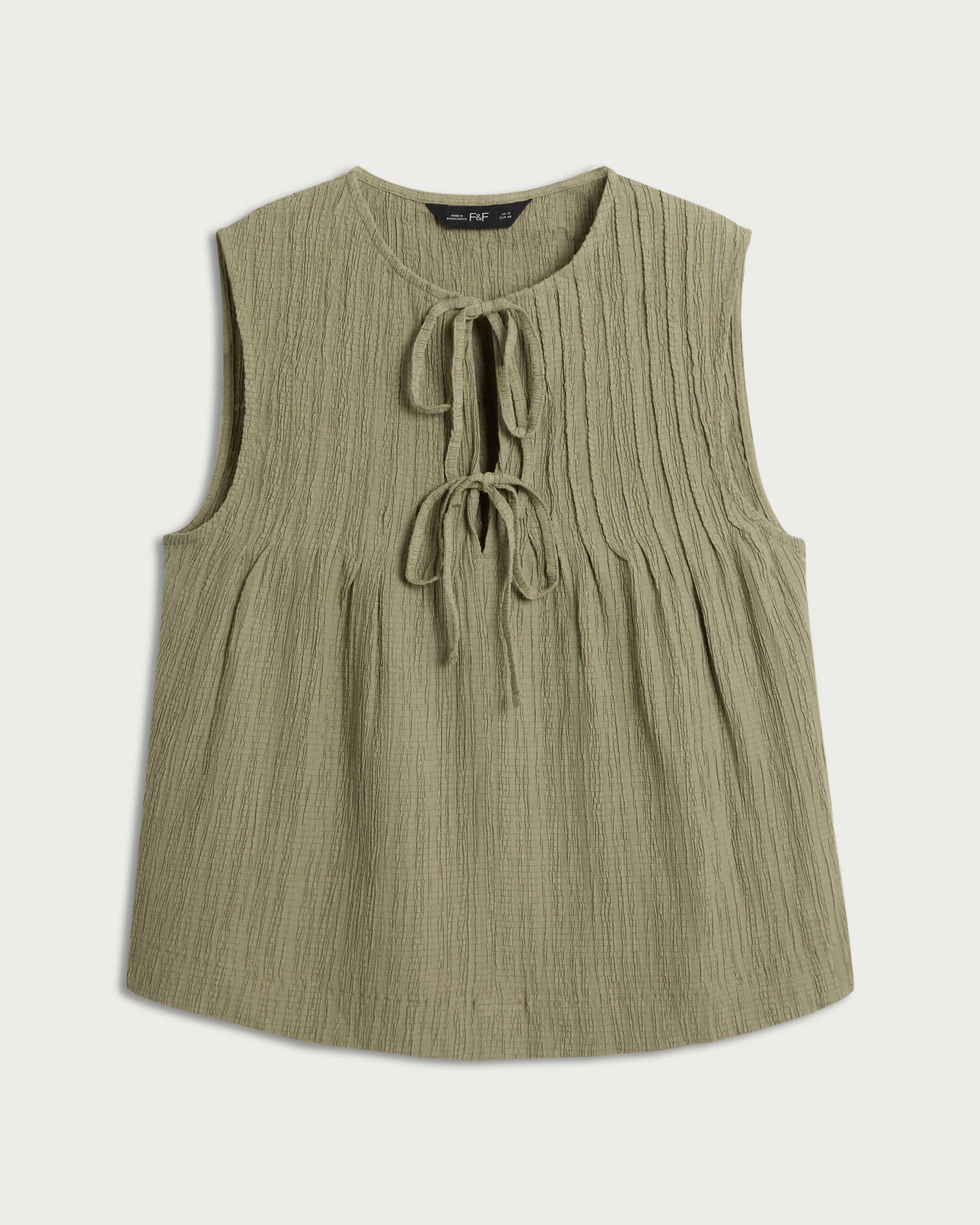 F&F Textured Tie Front Co-ord Top in Green thumbnail 4