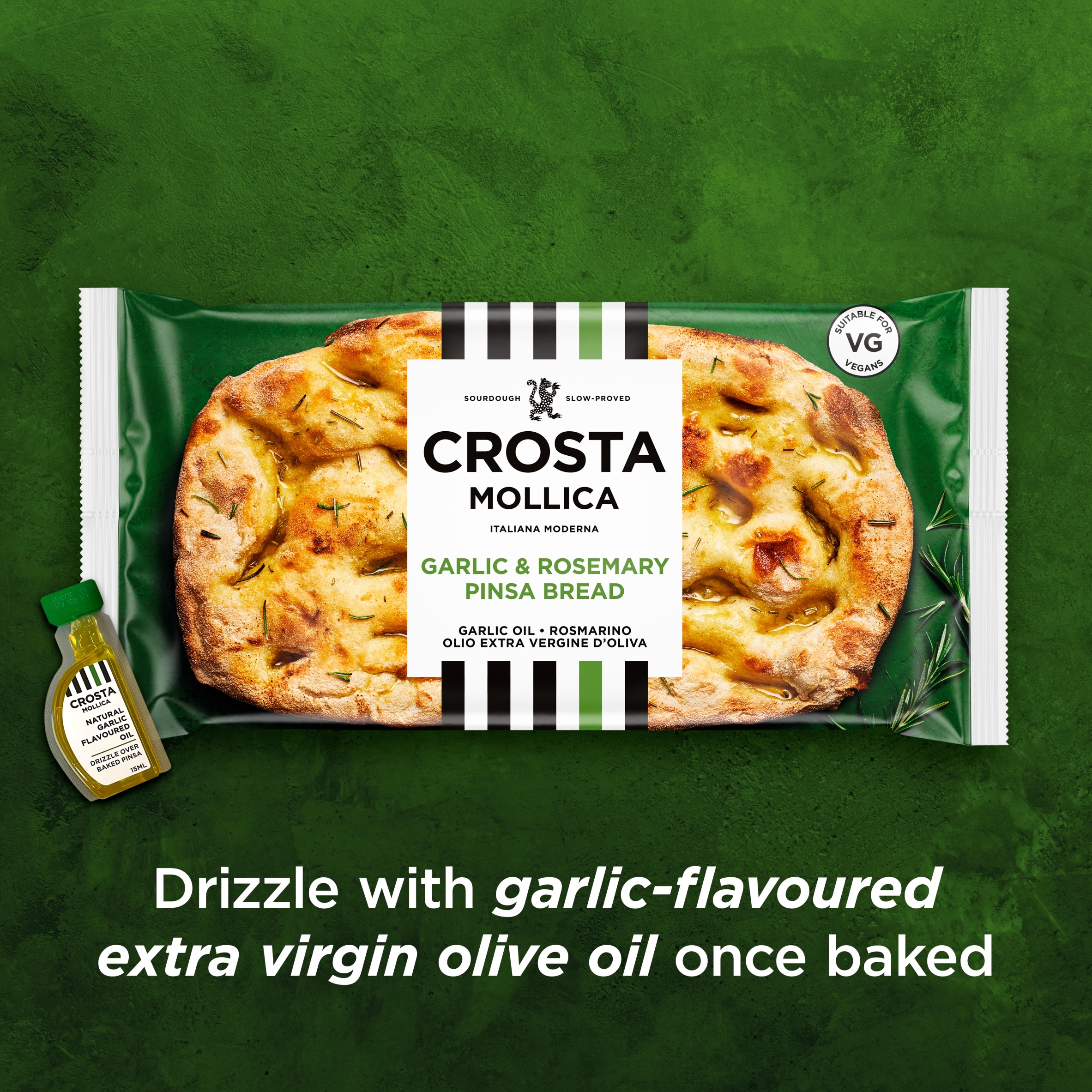 Crosta Mollica Garlic & Rosemary Pinsa Bread 243g thumbnail 2