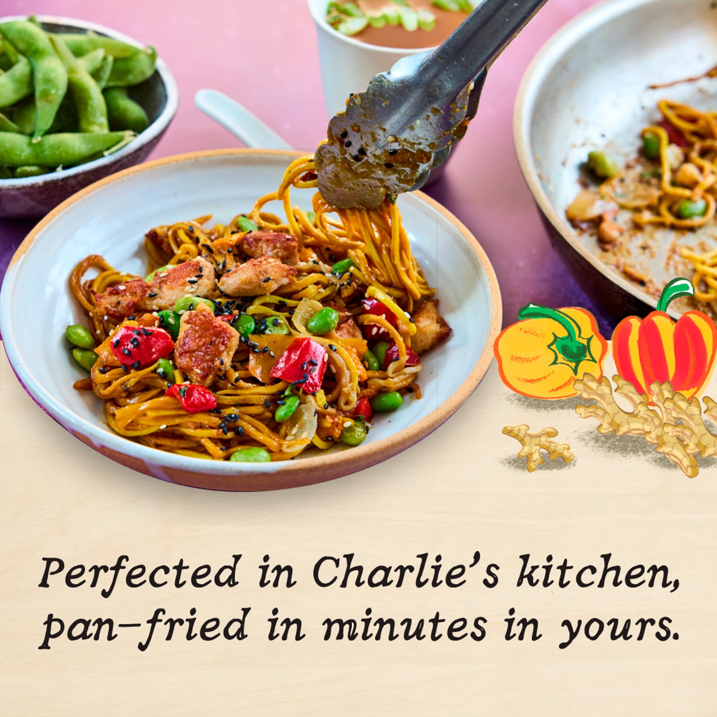 Charlie Bigham's Pan Fry Teriyaki Chicken Yakisoba 380g thumbnail 2