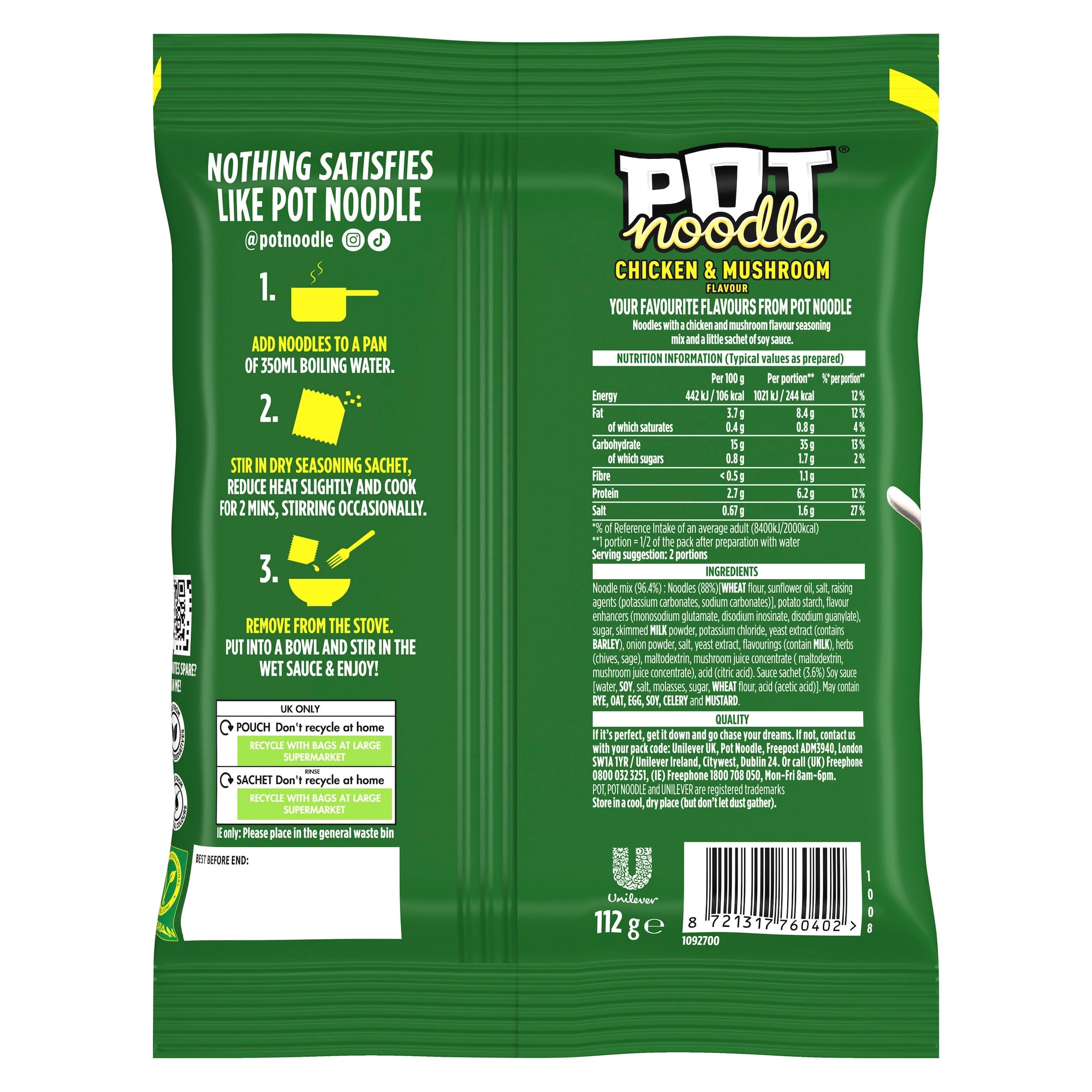 Pot Noodle Chicken and Mushroom Instant Noodles 112g thumbnail 3