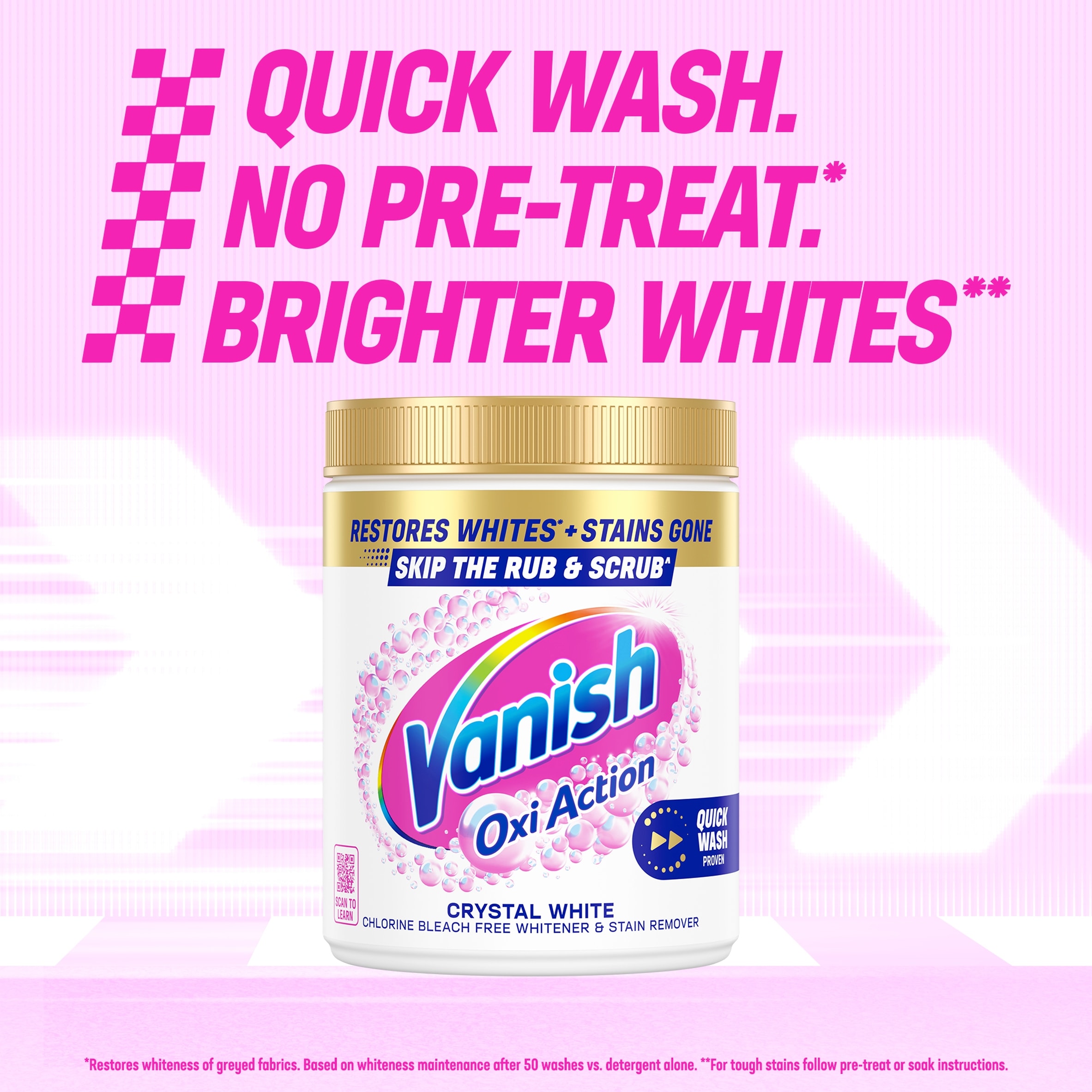 Vanish Gold Oxi Action Whitener & Stain Remover For Crystal Whites 450g thumbnail 2