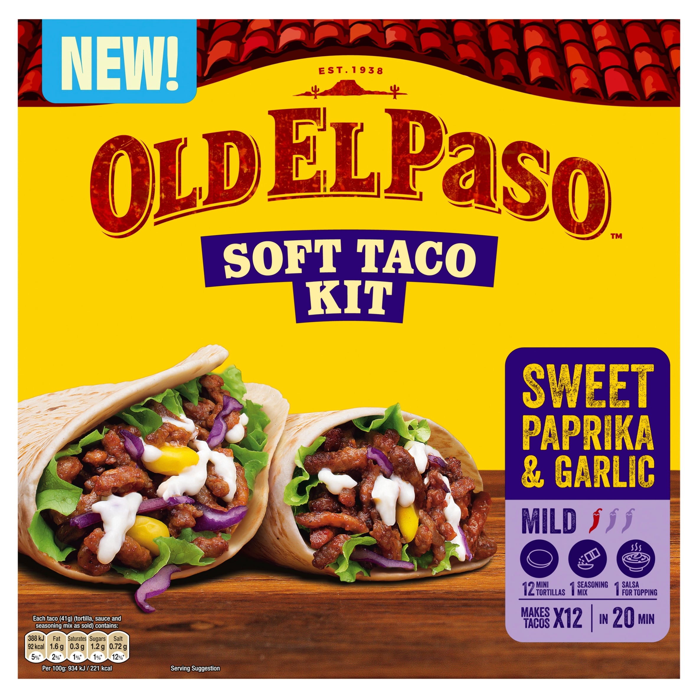 Old El Paso Soft Taco Kit Sweet Paprika & Garlic 499g