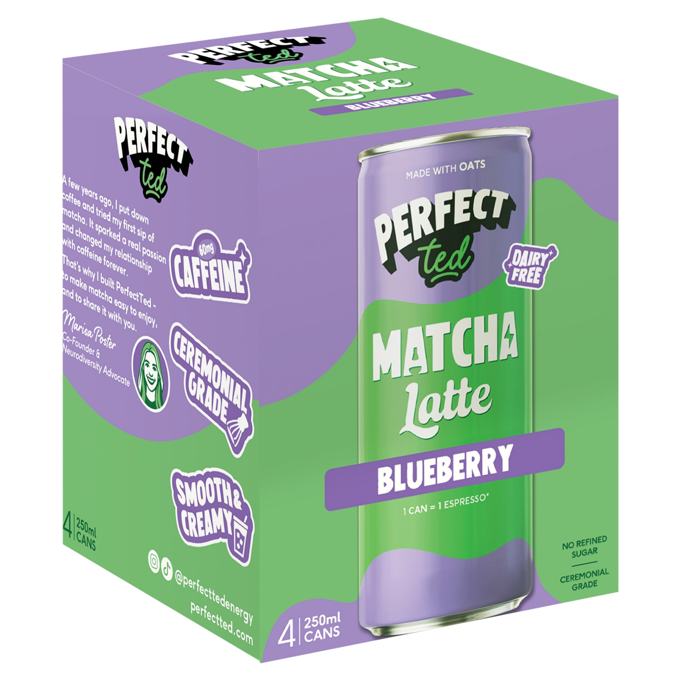 PERFECT ted Matcha Latte Blueberry 4x250ml