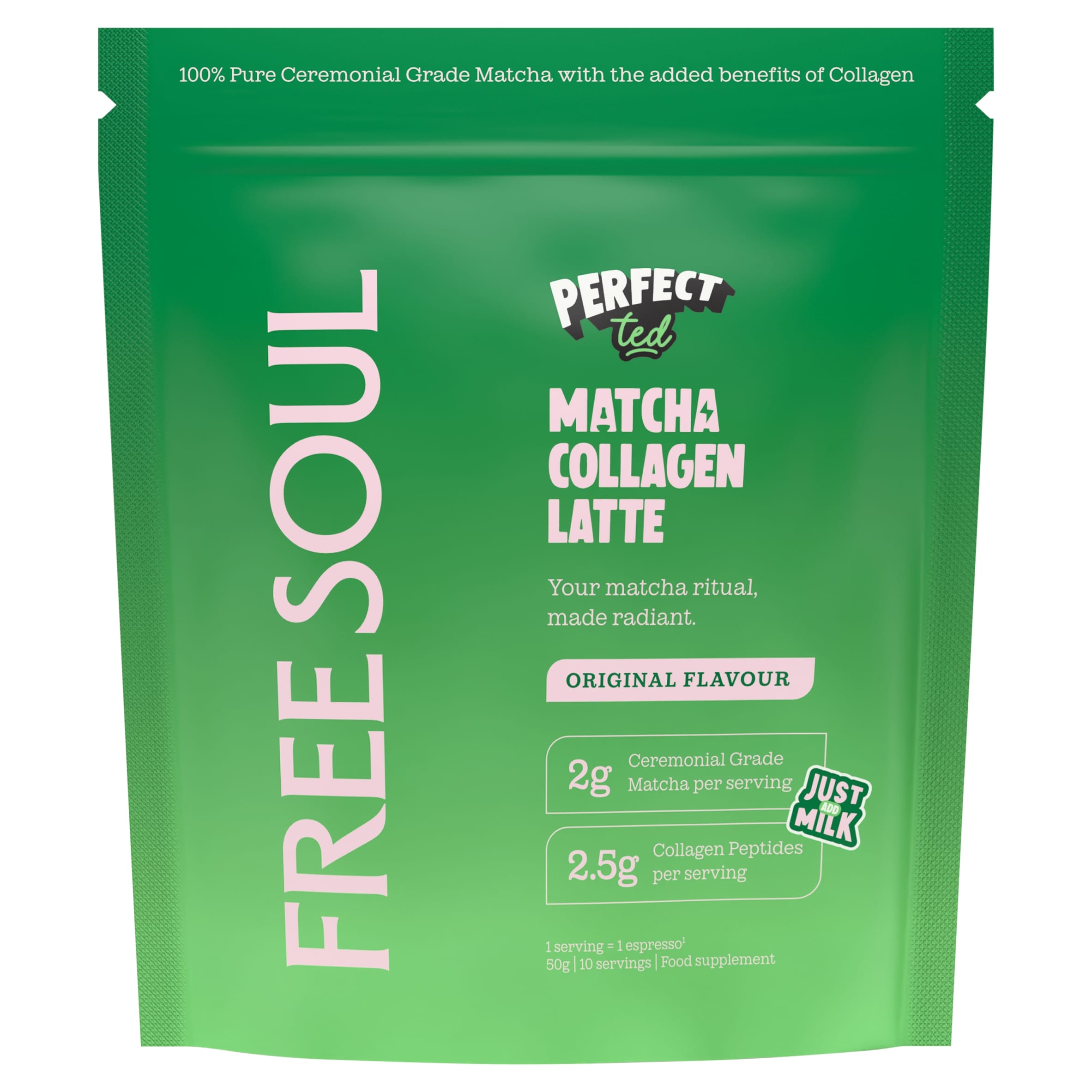 PerfectTed Free Soul Matcha Collagen Latte ORIGINAL FLAVOUR 50g