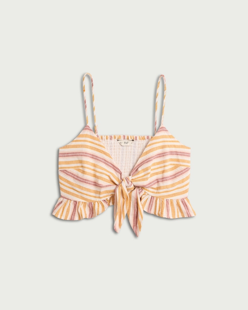 F&F Cotton Rich Striped Tie Front Co-ord Top in Multi thumbnail 4