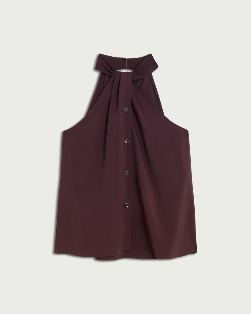 F&F Modal Rich Halterneck Co-ord Blouse in Burgundy thumbnail 4