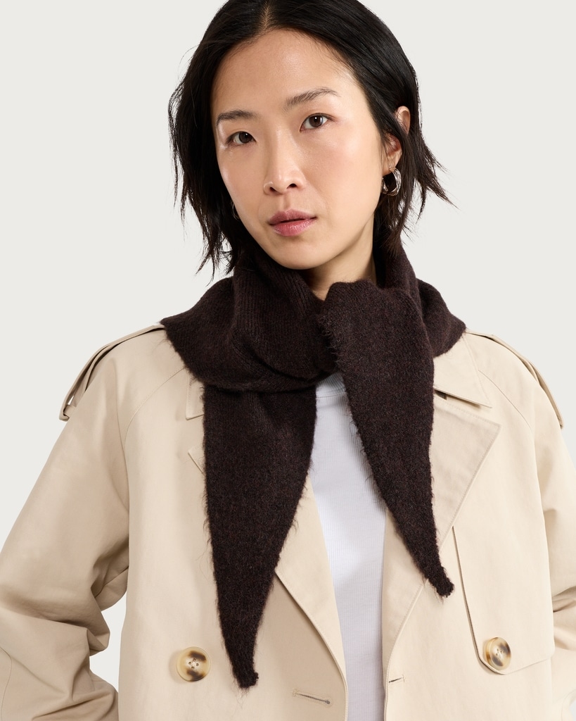 F&F Knitted Tie Detail Scarf in Brown