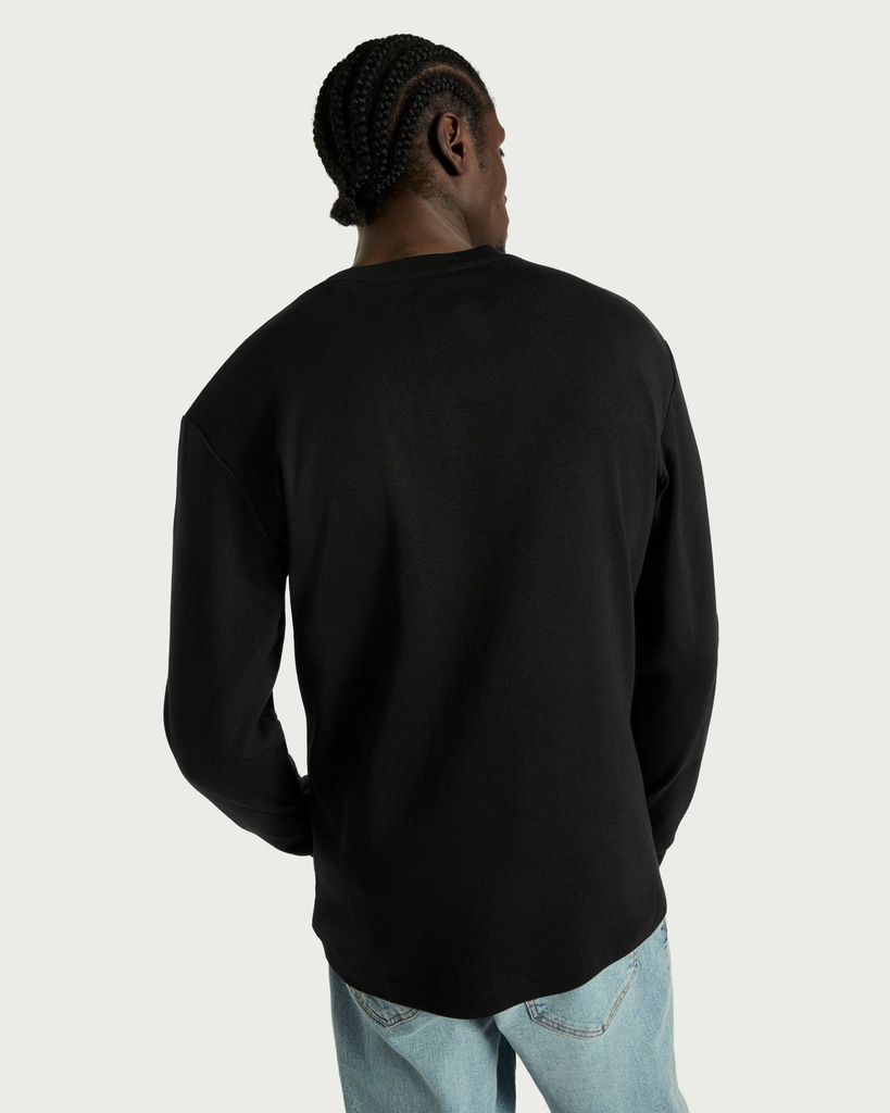 F&F Pure Cotton Henley Long Sleeved Top in Black thumbnail 3