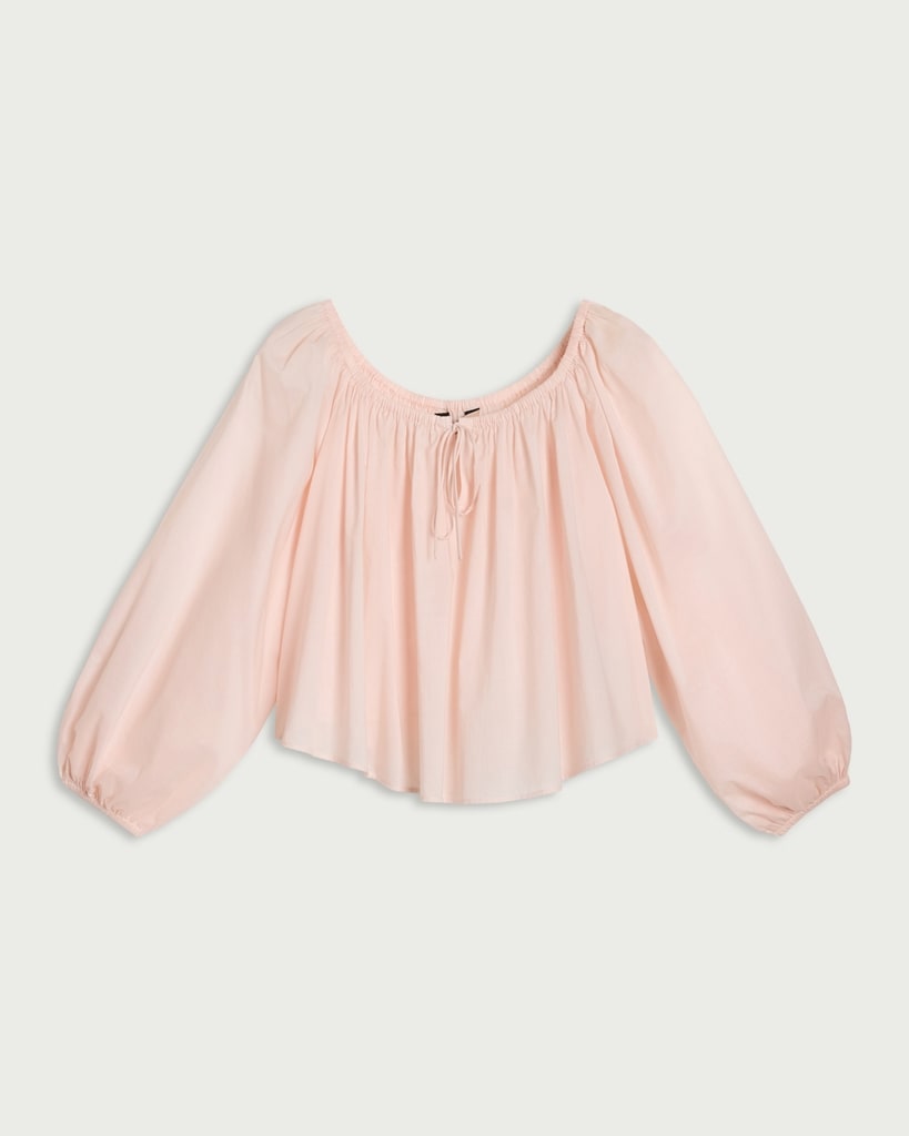 F&F Pure Cotton Bardot Long Sleeved Blouse in Pink thumbnail 4