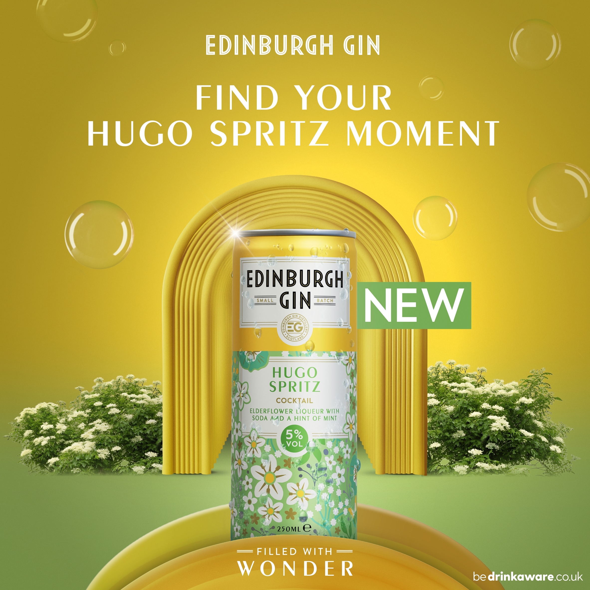 Edinburgh Gin Distillery Hugo Spritz Cocktail Elderflower liqueur with soda and a hint of mint 250ml thumbnail 2