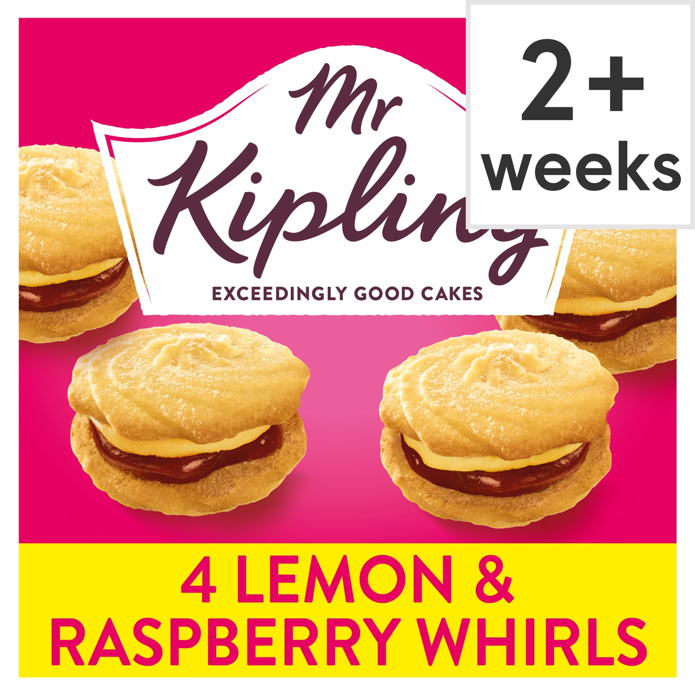Mr Kipling 4 Lemon and Raspberry Whirls Shortcake