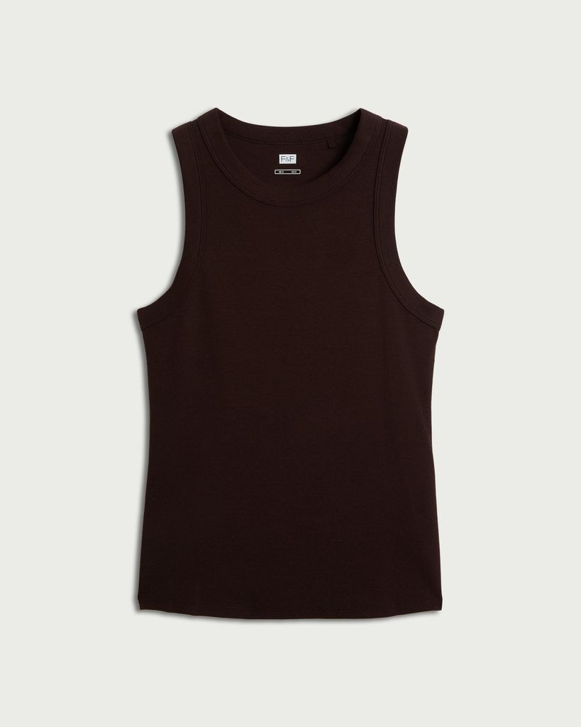 F&F Cotton Rich Ribbed Vest in Chocolate thumbnail 4