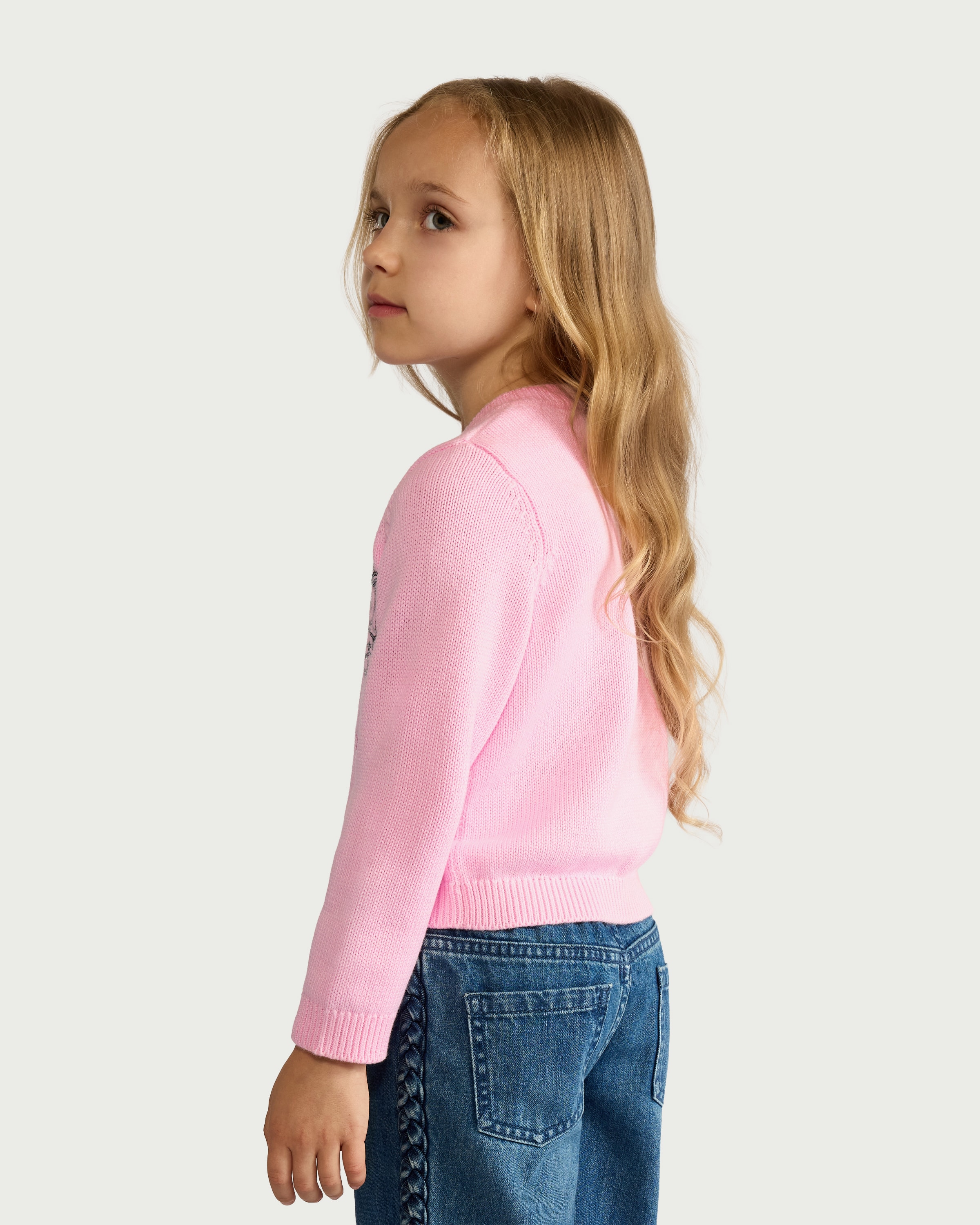 F&F Girls Pure Cotton Sequin Unicorn Cardigan in Pink thumbnail 2