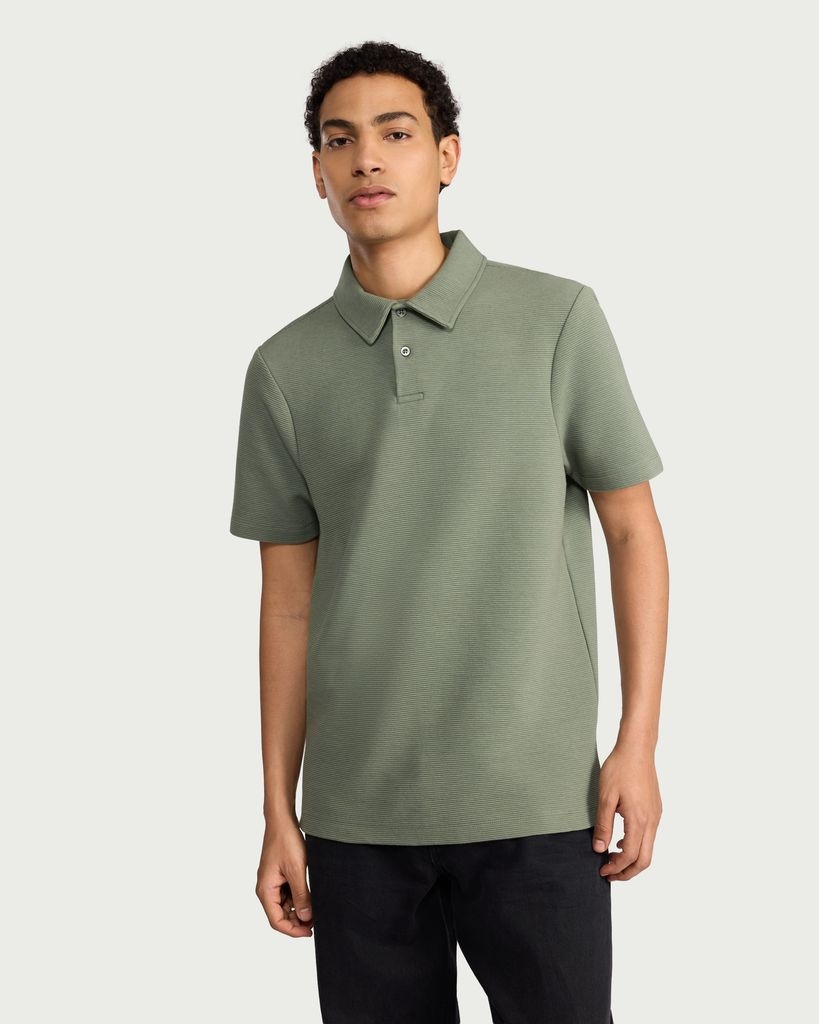 F&F Cotton Rich Textured Short Sleeved Polo Shirt in Green thumbnail 2