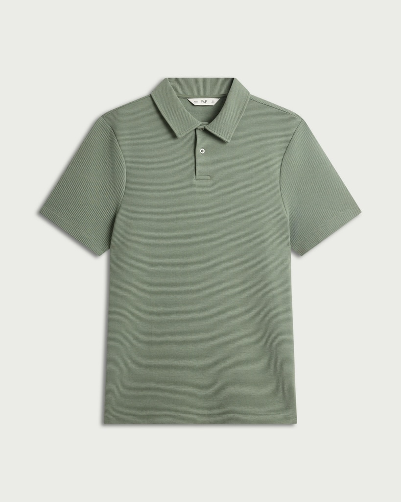F&F Cotton Rich Textured Short Sleeved Polo Shirt in Green thumbnail 4